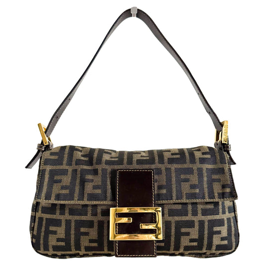 FENDI Baguette Zucca Brown / Gold Hardware Shoulder Bag, in , Sold by HIVE PRELOVED - Shoulder Bags, ,