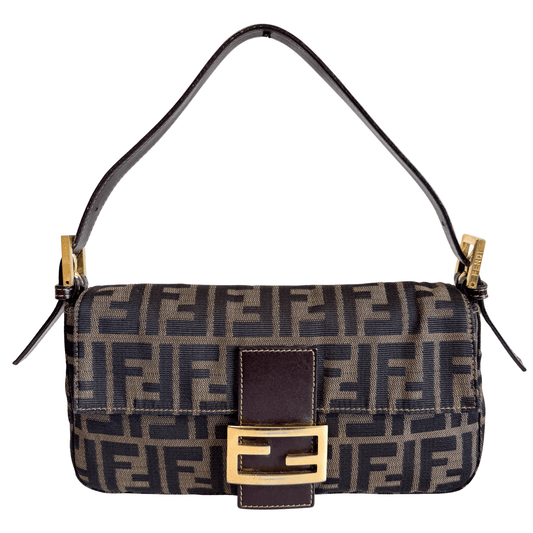 FENDI Baguette Zucca Canvas Shoulder Bag Gold Hardware, in , Sold by HIVE PRELOVED - Shoulder Bags, ,