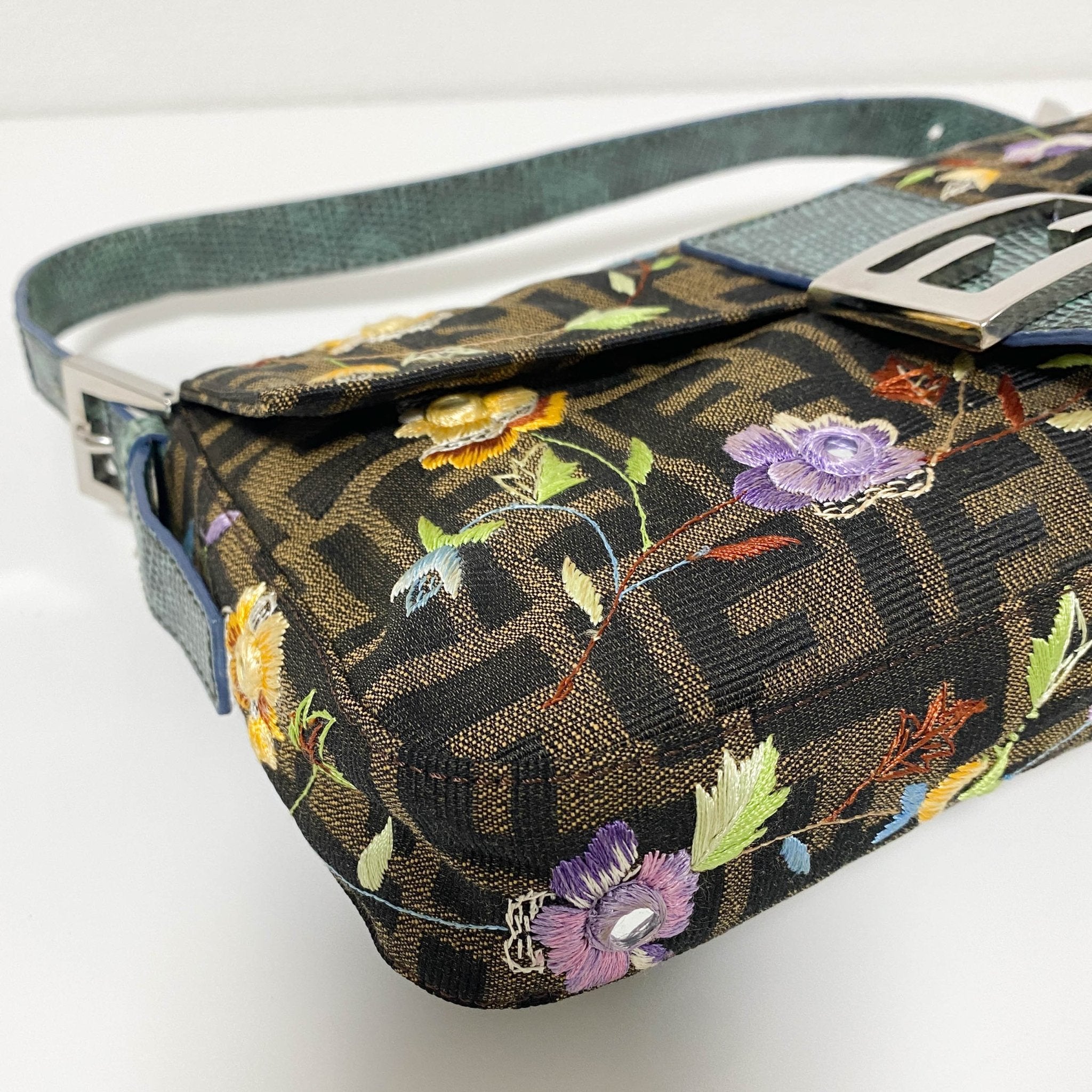 FENDI Baguette Zucca Floral Embroidared Shoulder Bag, in , Sold by HIVE PRELOVED - Shoulder Bags, ,