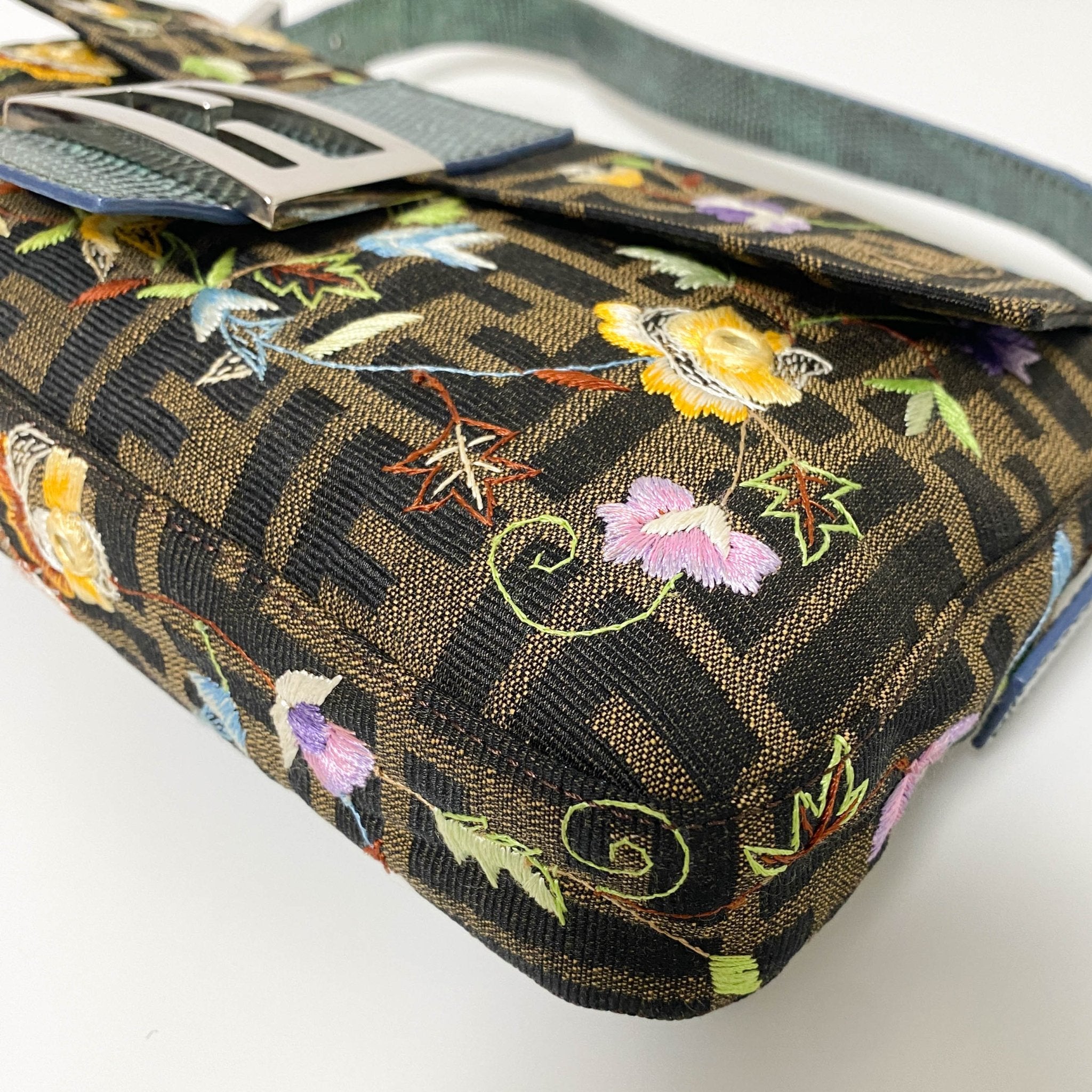 FENDI Baguette Zucca Floral Embroidared Shoulder Bag, in , Sold by HIVE PRELOVED - Shoulder Bags, ,