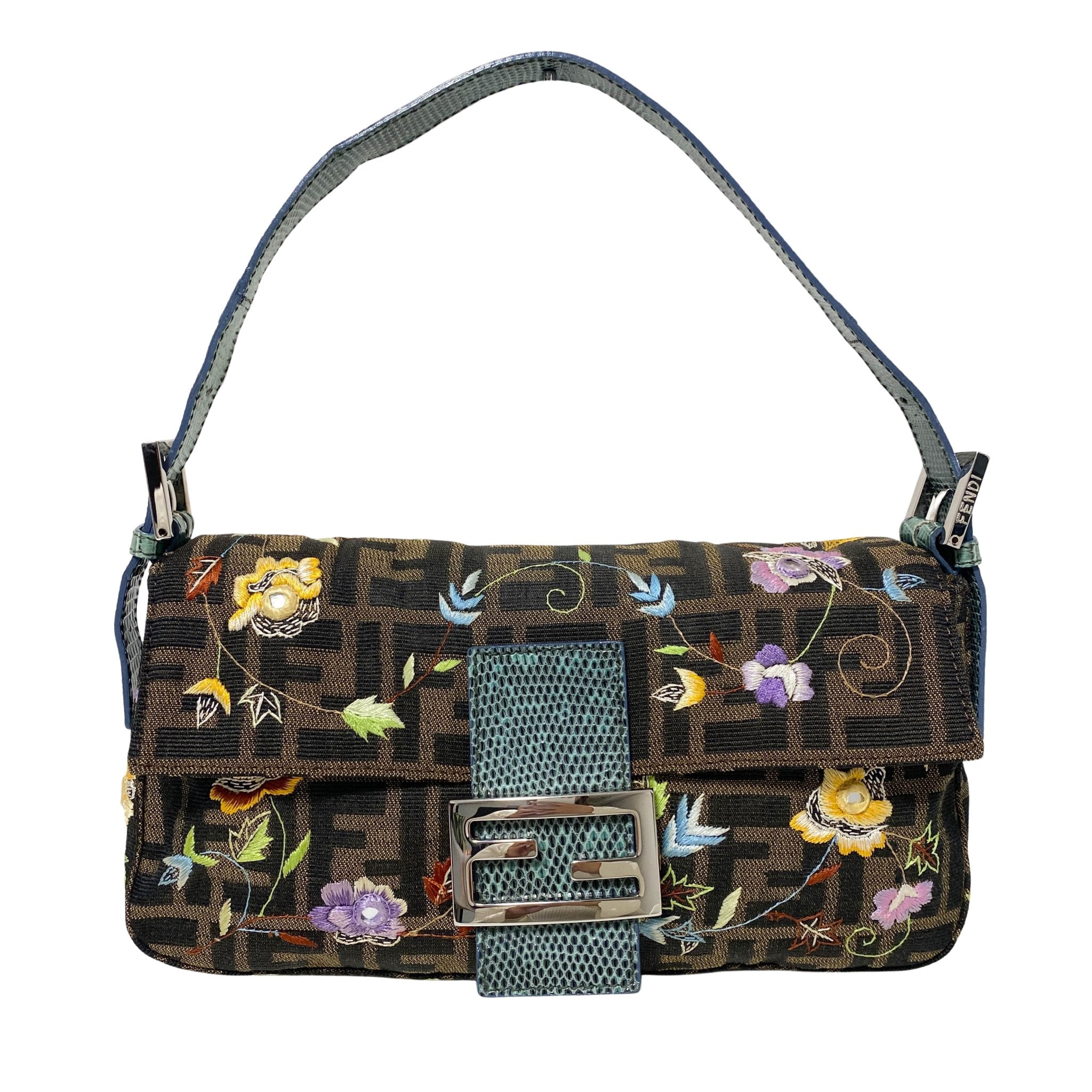 FENDI Baguette Zucca Floral Embroidared Shoulder Bag, in , Sold by HIVE PRELOVED - Shoulder Bags, ,