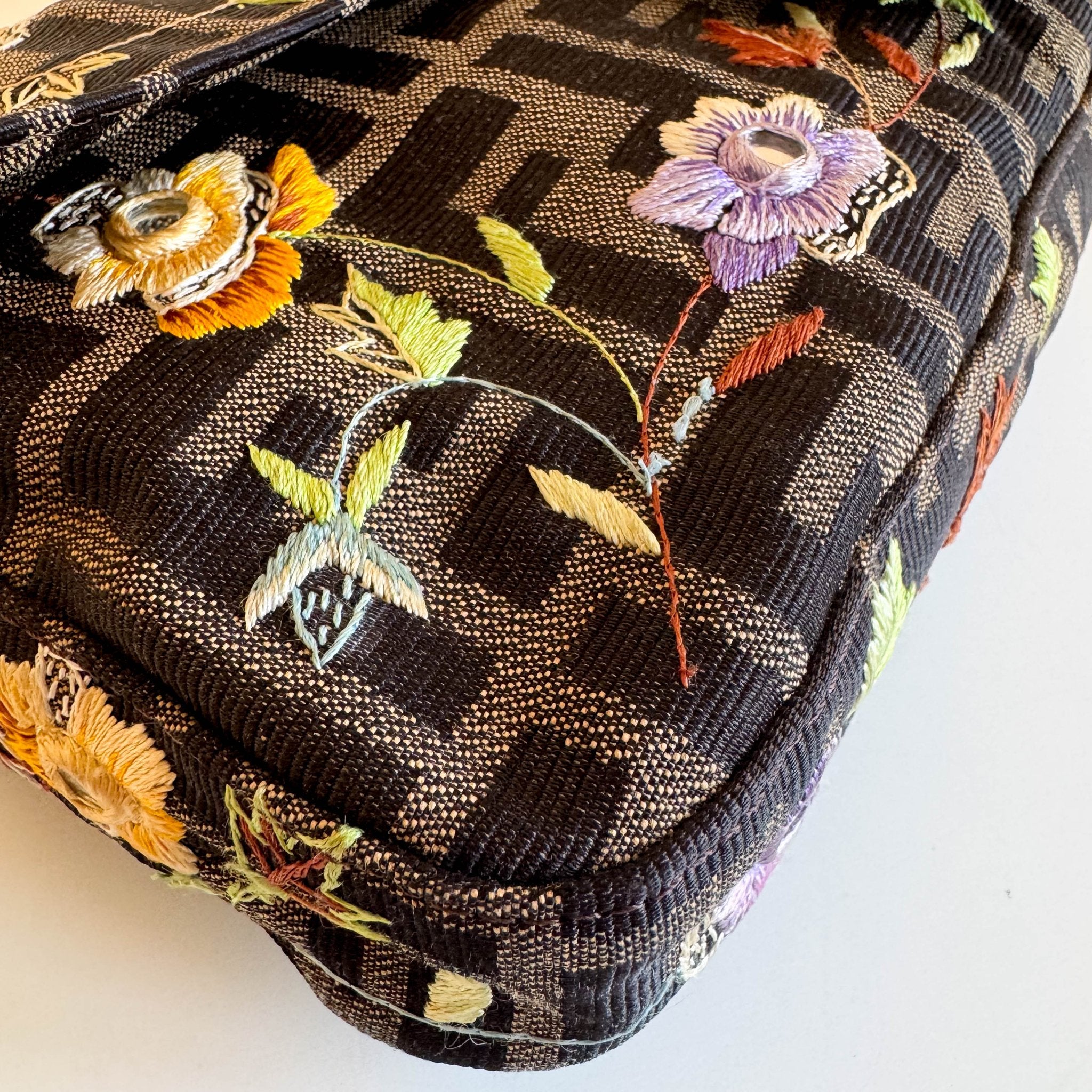 FENDI Baguette Zucca Floral Embroidered Shoulder Bag, in , Sold by HIVE PRELOVED - Shoulder Bags, ,