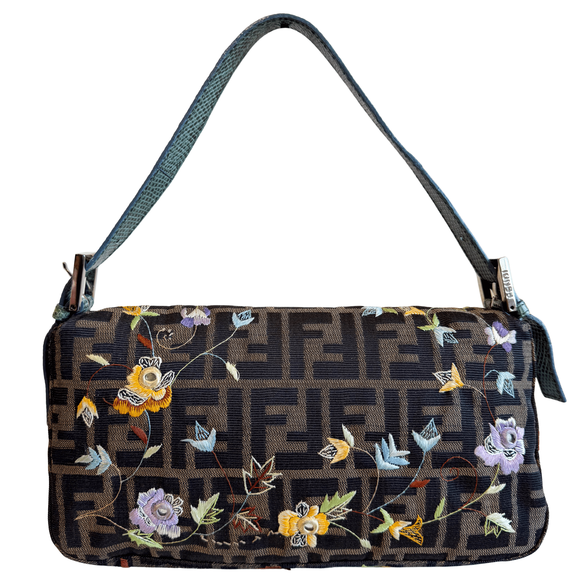 FENDI Baguette Zucca Floral Embroidered Shoulder Bag, in , Sold by HIVE PRELOVED - Shoulder Bags, ,