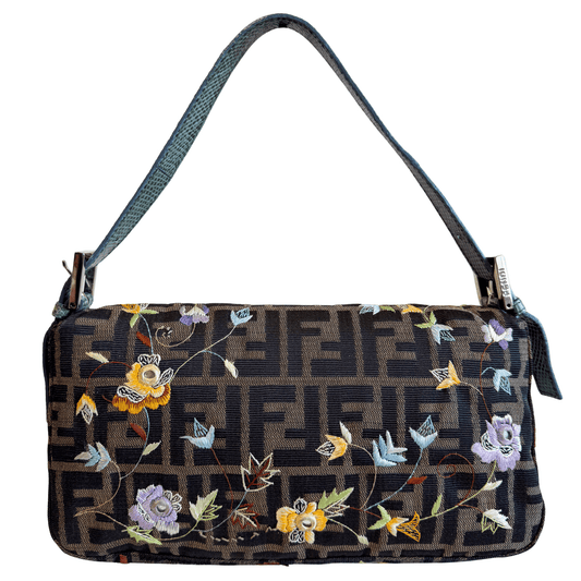 FENDI Baguette Zucca Floral Embroidered Shoulder Bag, in , Sold by HIVE PRELOVED - Shoulder Bags, ,