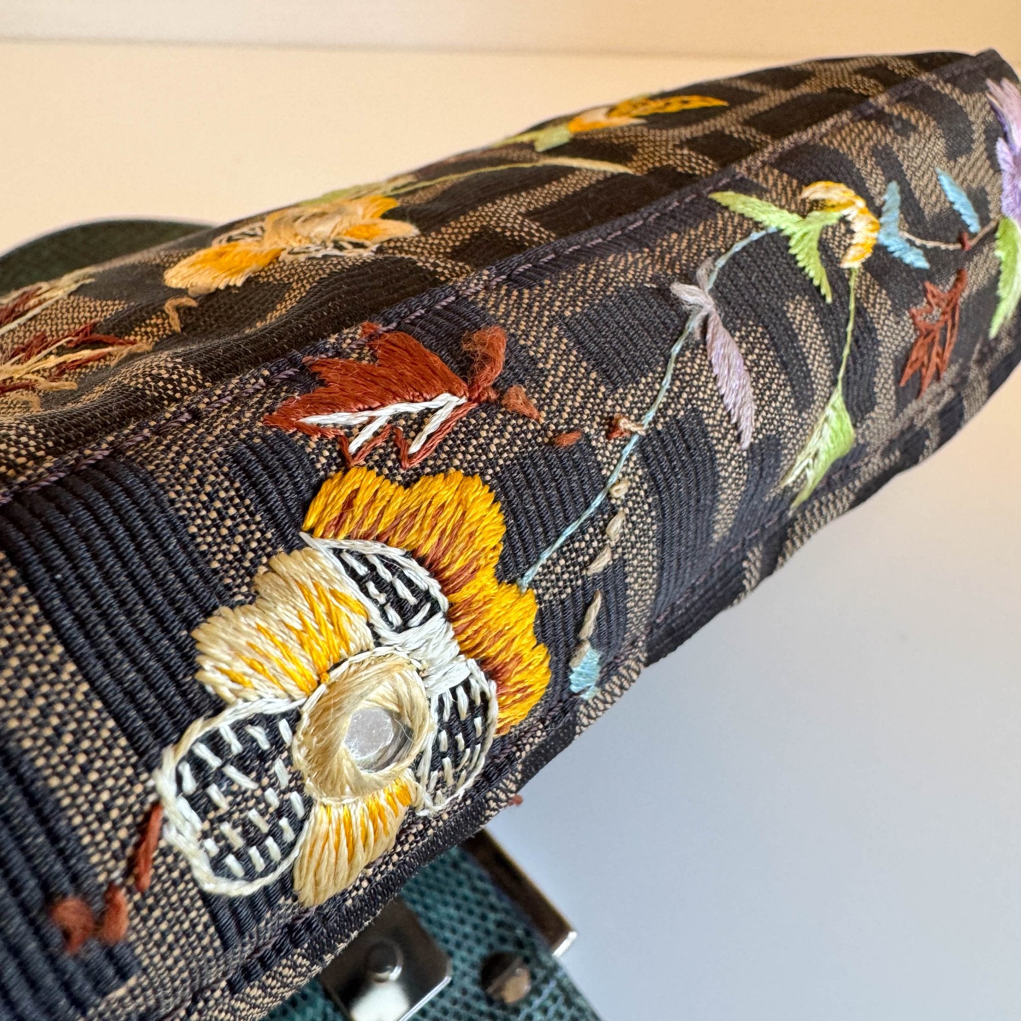 FENDI Baguette Zucca Floral Embroidered Shoulder Bag, in , Sold by HIVE PRELOVED - Shoulder Bags, ,