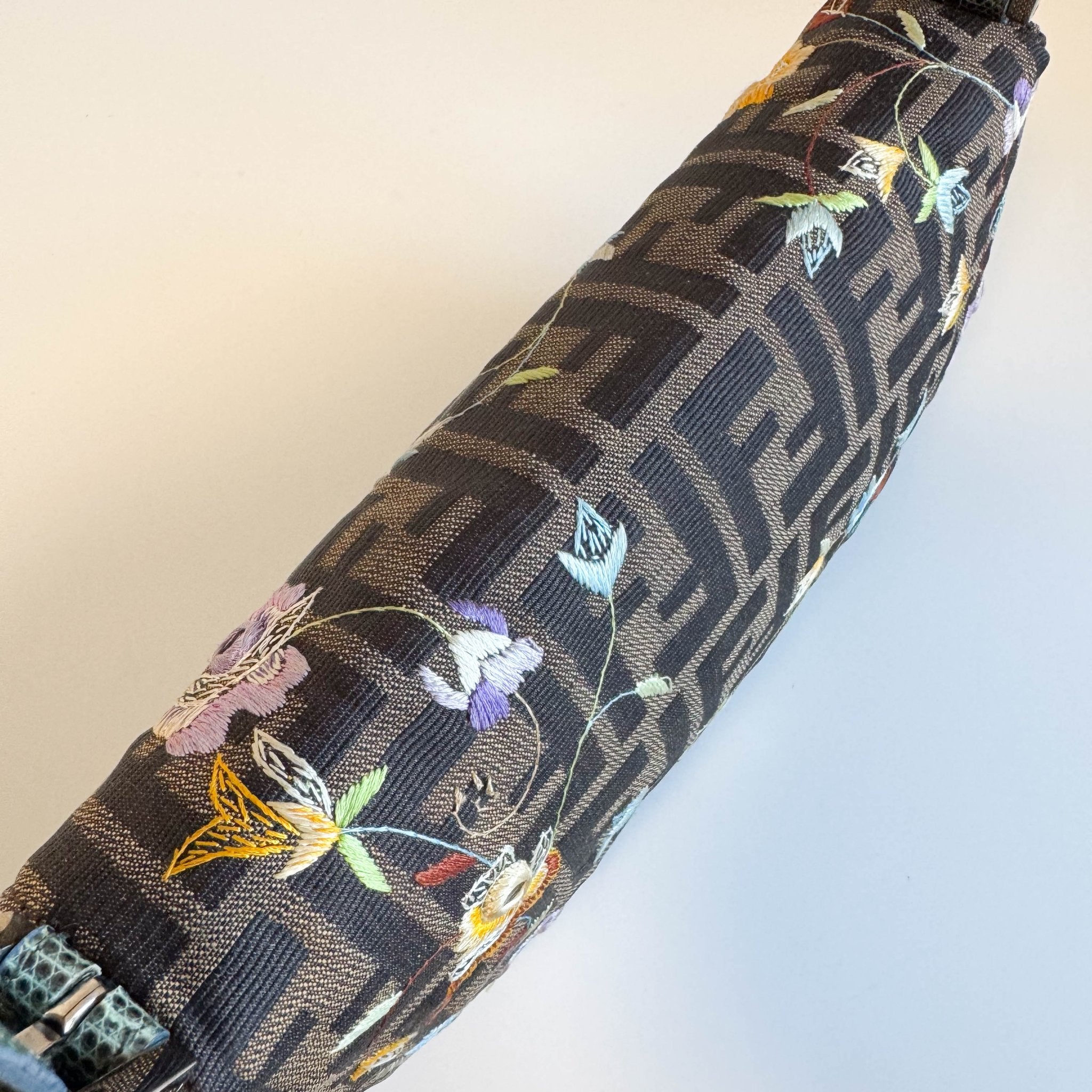 FENDI Baguette Zucca Floral Embroidered Shoulder Bag, in , Sold by HIVE PRELOVED - Shoulder Bags, ,