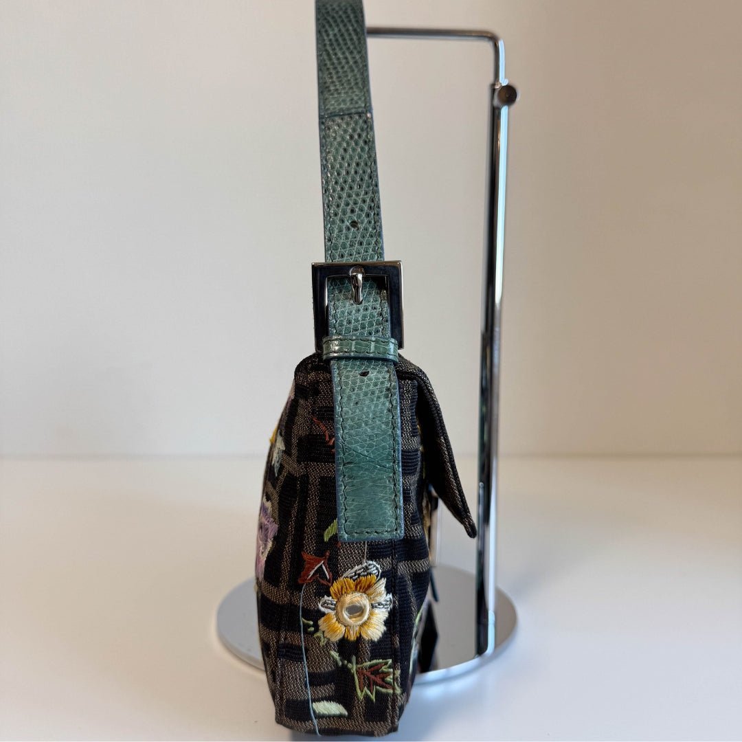 FENDI Baguette Zucca Floral Embroidered Shoulder Bag, in , Sold by HIVE PRELOVED - Shoulder Bags, ,