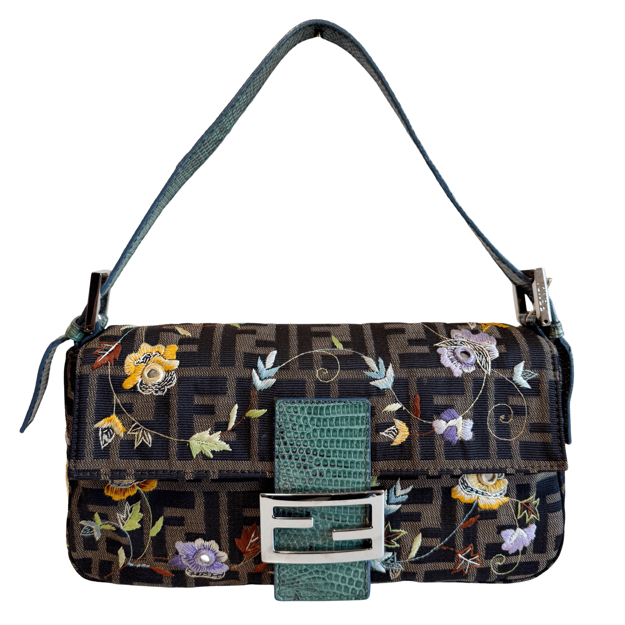 FENDI Baguette Zucca Floral Embroidered Shoulder Bag, in , Sold by HIVE PRELOVED - Shoulder Bags, ,