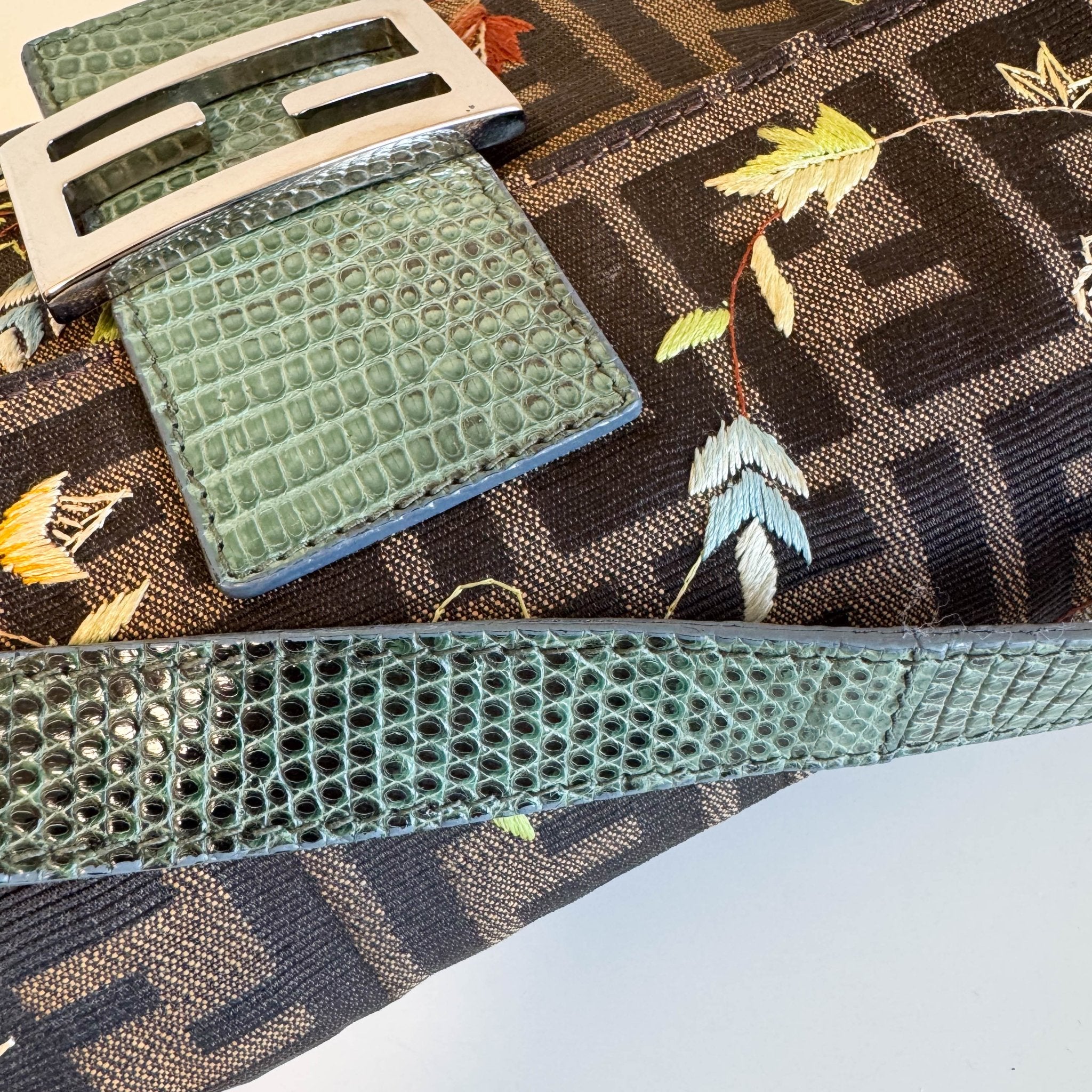 FENDI Baguette Zucca Floral Embroidered Shoulder Bag, in , Sold by HIVE PRELOVED - Shoulder Bags, ,