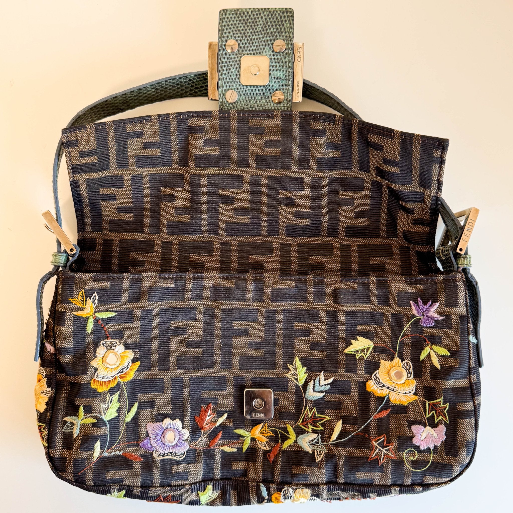 FENDI Baguette Zucca Floral Embroidered Shoulder Bag, in , Sold by HIVE PRELOVED - Shoulder Bags, ,