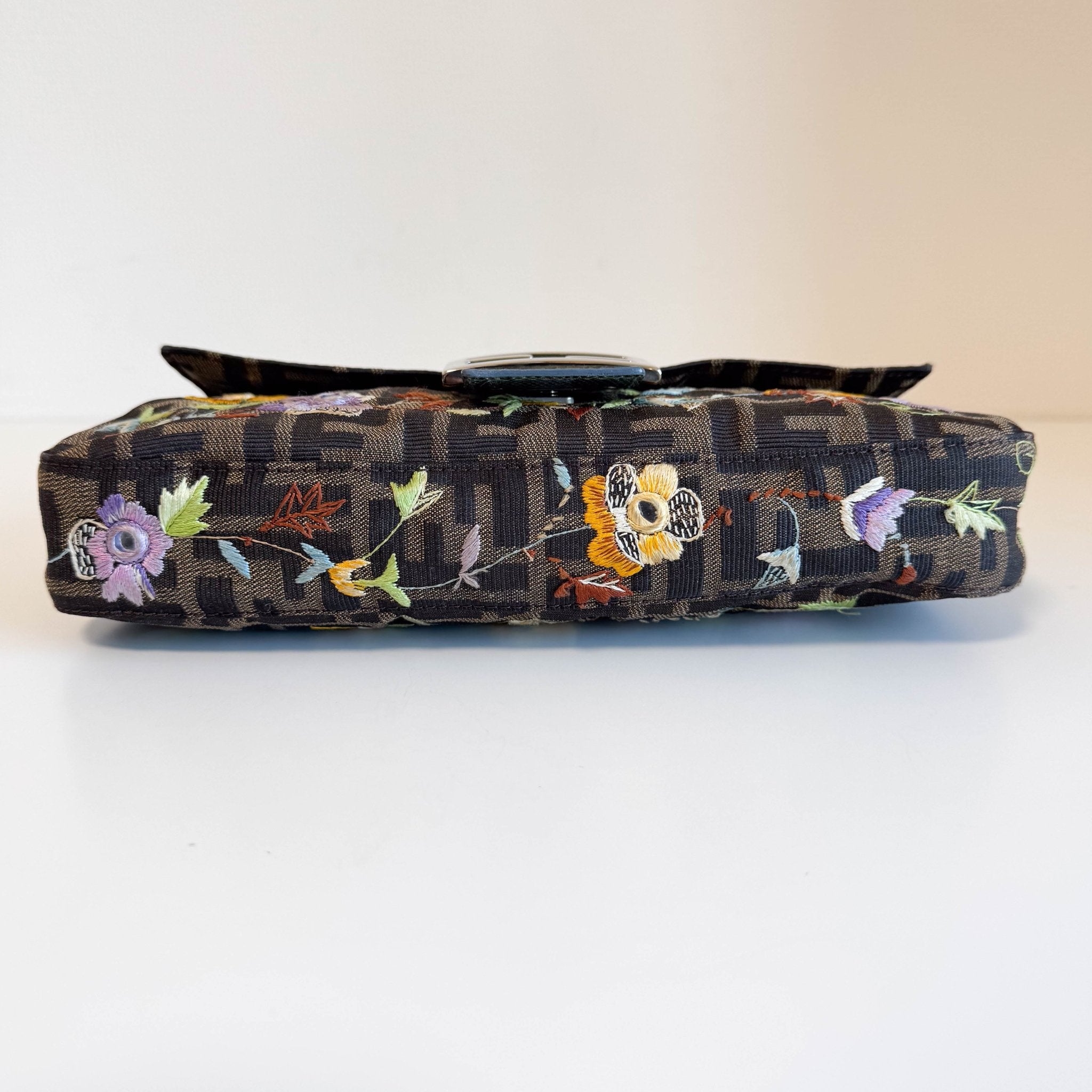 FENDI Baguette Zucca Floral Embroidered Shoulder Bag, in , Sold by HIVE PRELOVED - Shoulder Bags, ,