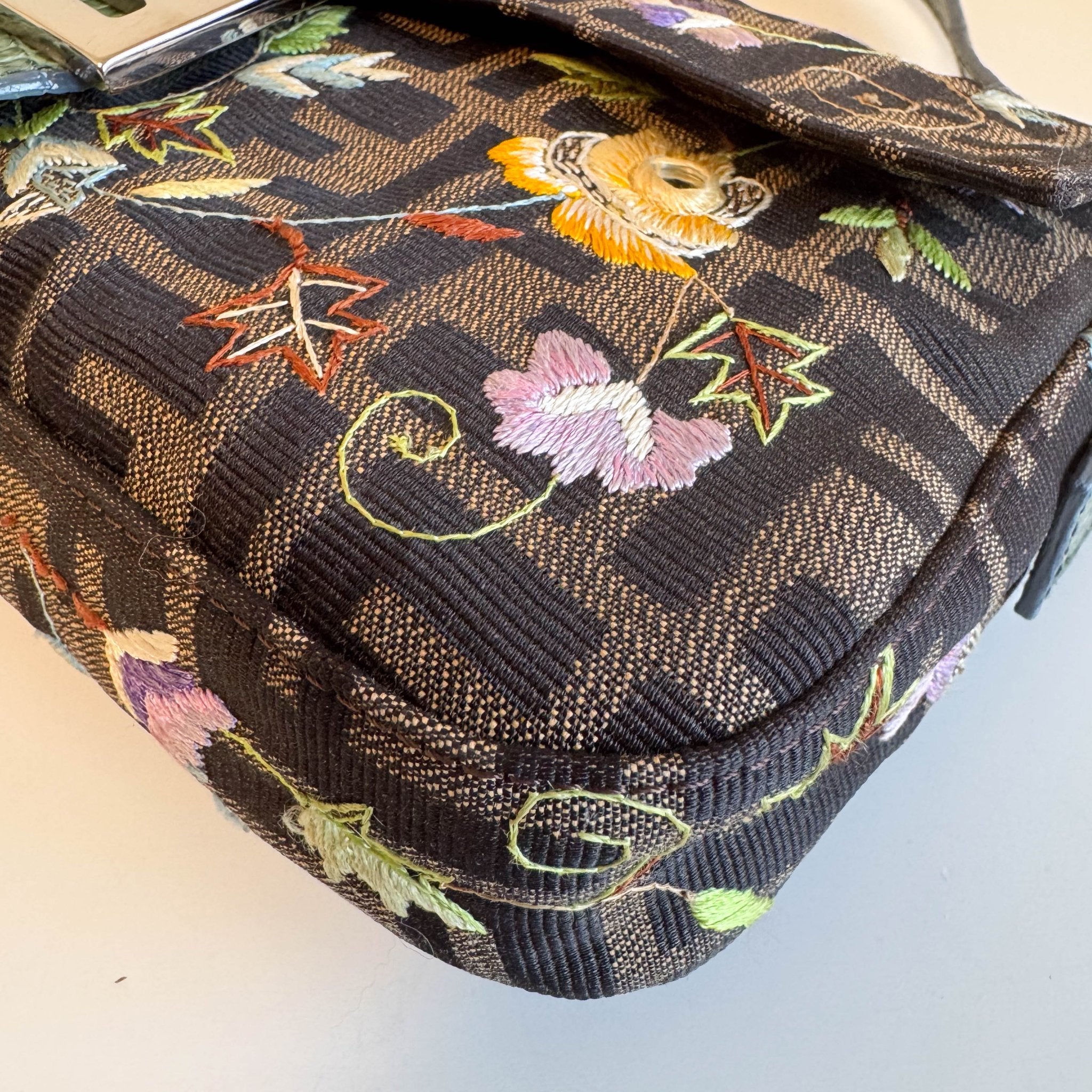 FENDI Baguette Zucca Floral Embroidered Shoulder Bag, in , Sold by HIVE PRELOVED - Shoulder Bags, ,