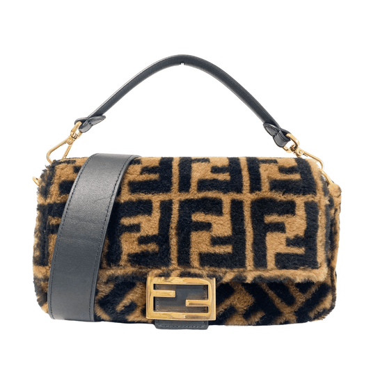 FENDI Baguette Zucca Shearling Fur Shoulder Bag, in , Sold by HIVE PRELOVED - Shoulder Bags, ,