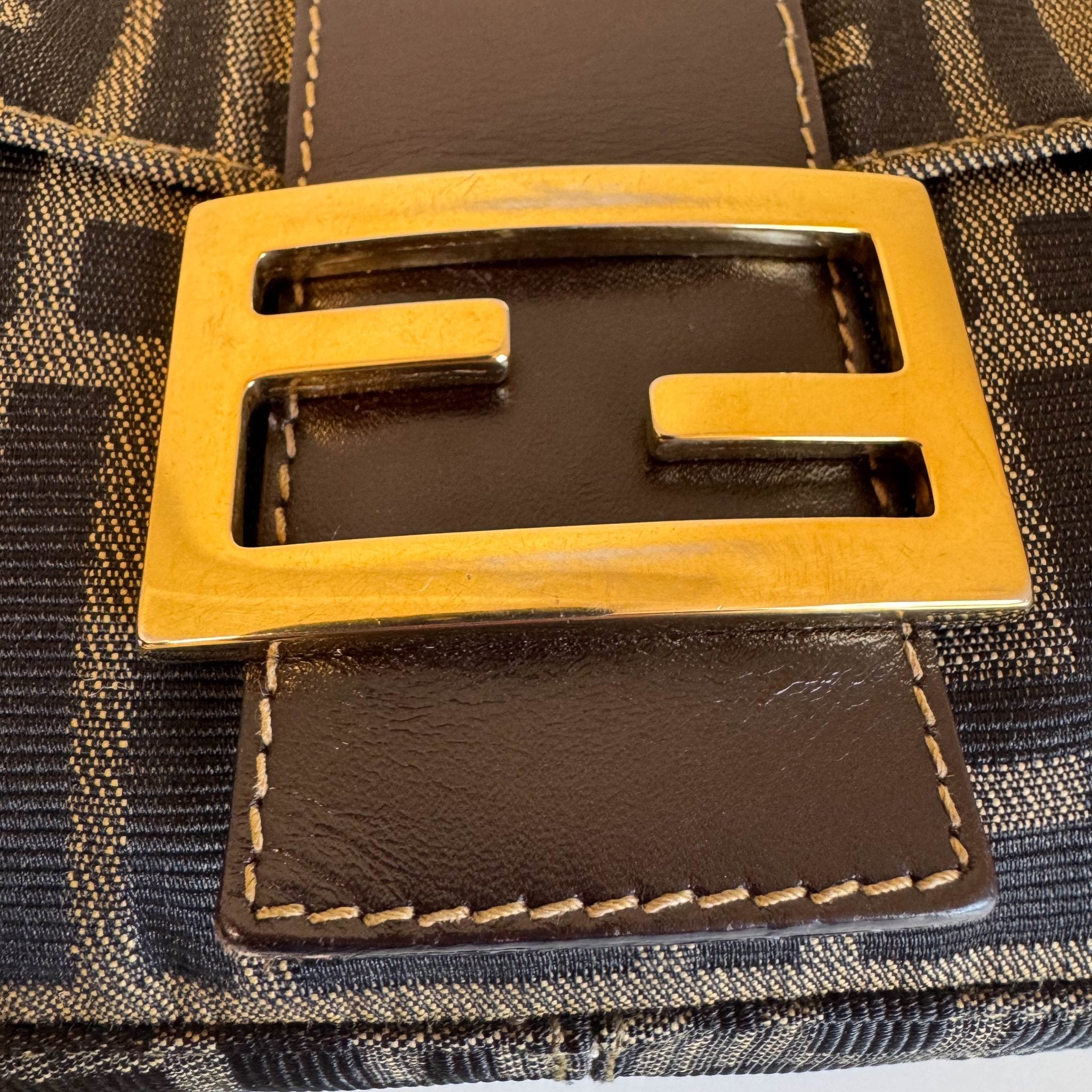 FENDI Baguette Zucca Shoulder Bag with Gold Hardware, in , Sold by HIVE PRELOVED - Shoulder Bags, ,