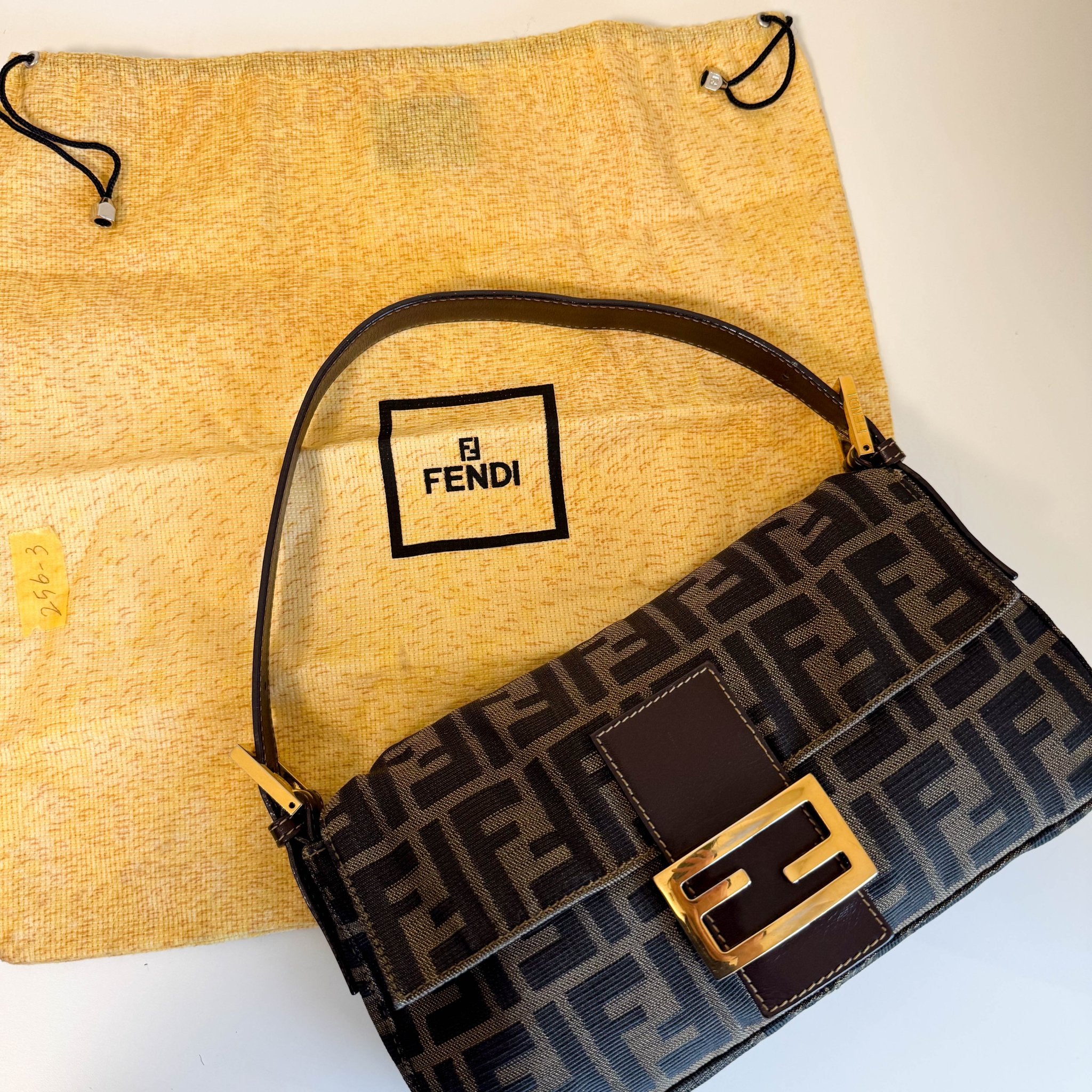 FENDI Baguette Zucca Shoulder Bag with Gold Hardware, in , Sold by HIVE PRELOVED - Shoulder Bags, ,