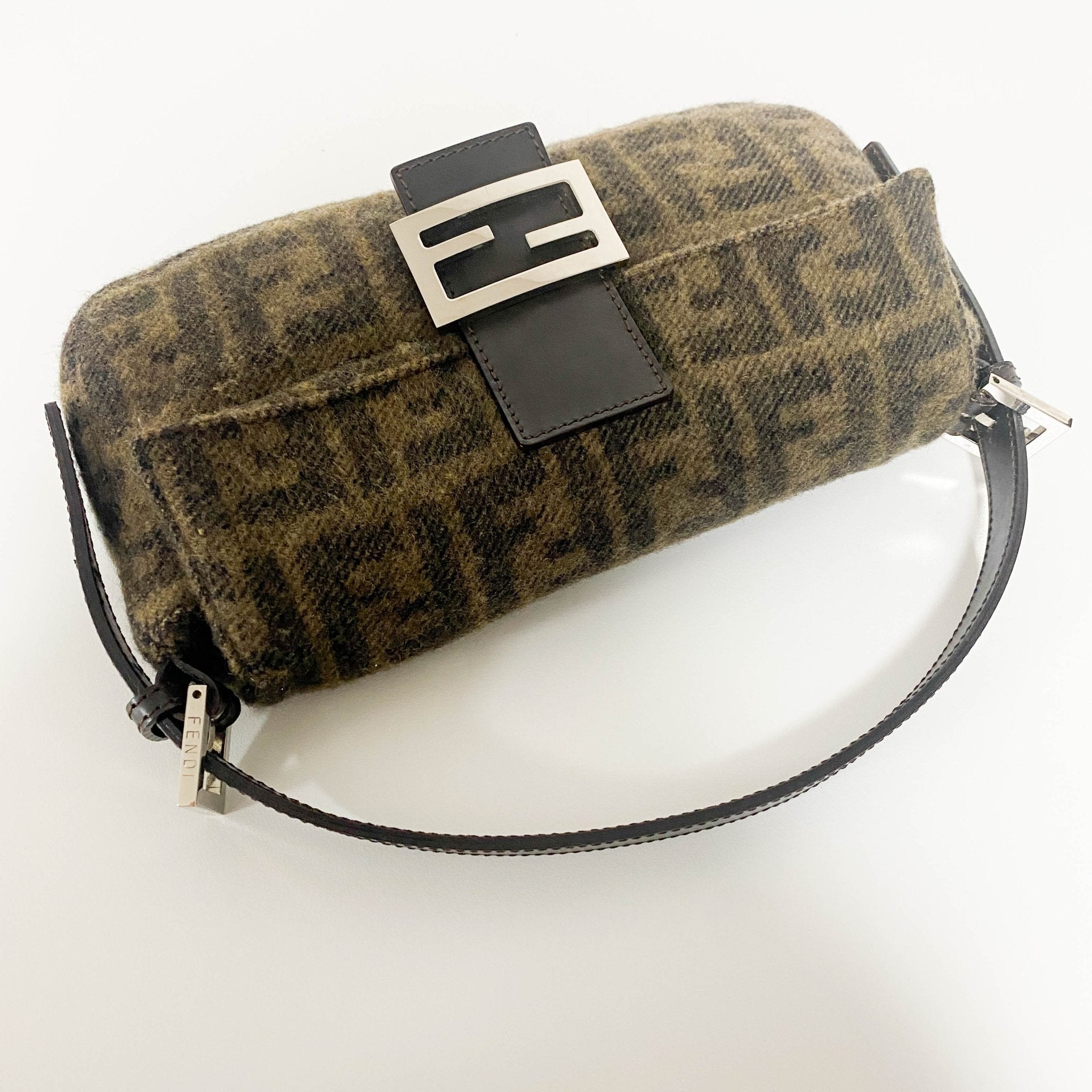 FENDI Baguette Zucca Wool Brown Shoulder Bag, in , Sold by HIVE PRELOVED - Shoulder Bags, ,
