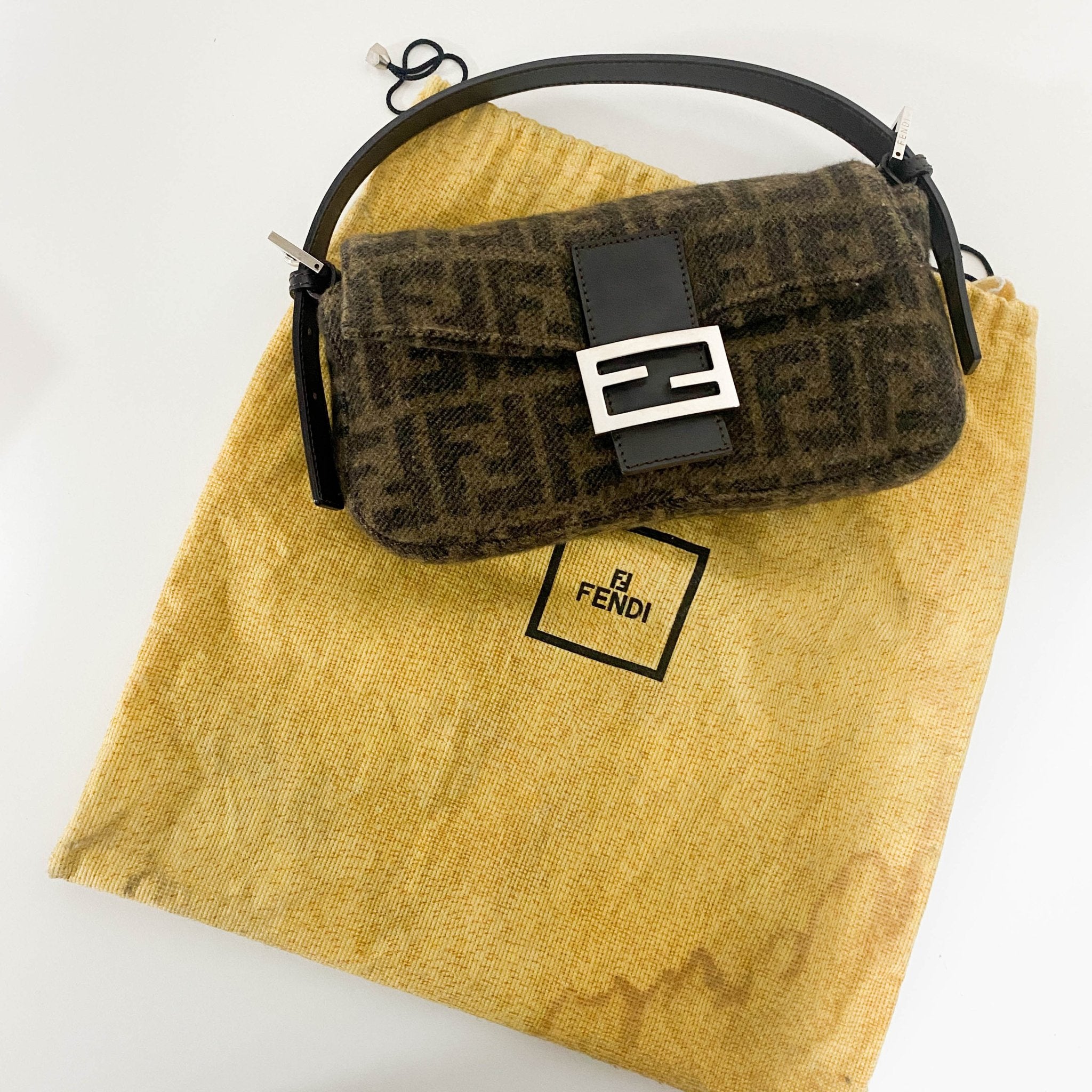 FENDI Baguette Zucca Wool Brown Shoulder Bag, in , Sold by HIVE PRELOVED - Shoulder Bags, ,