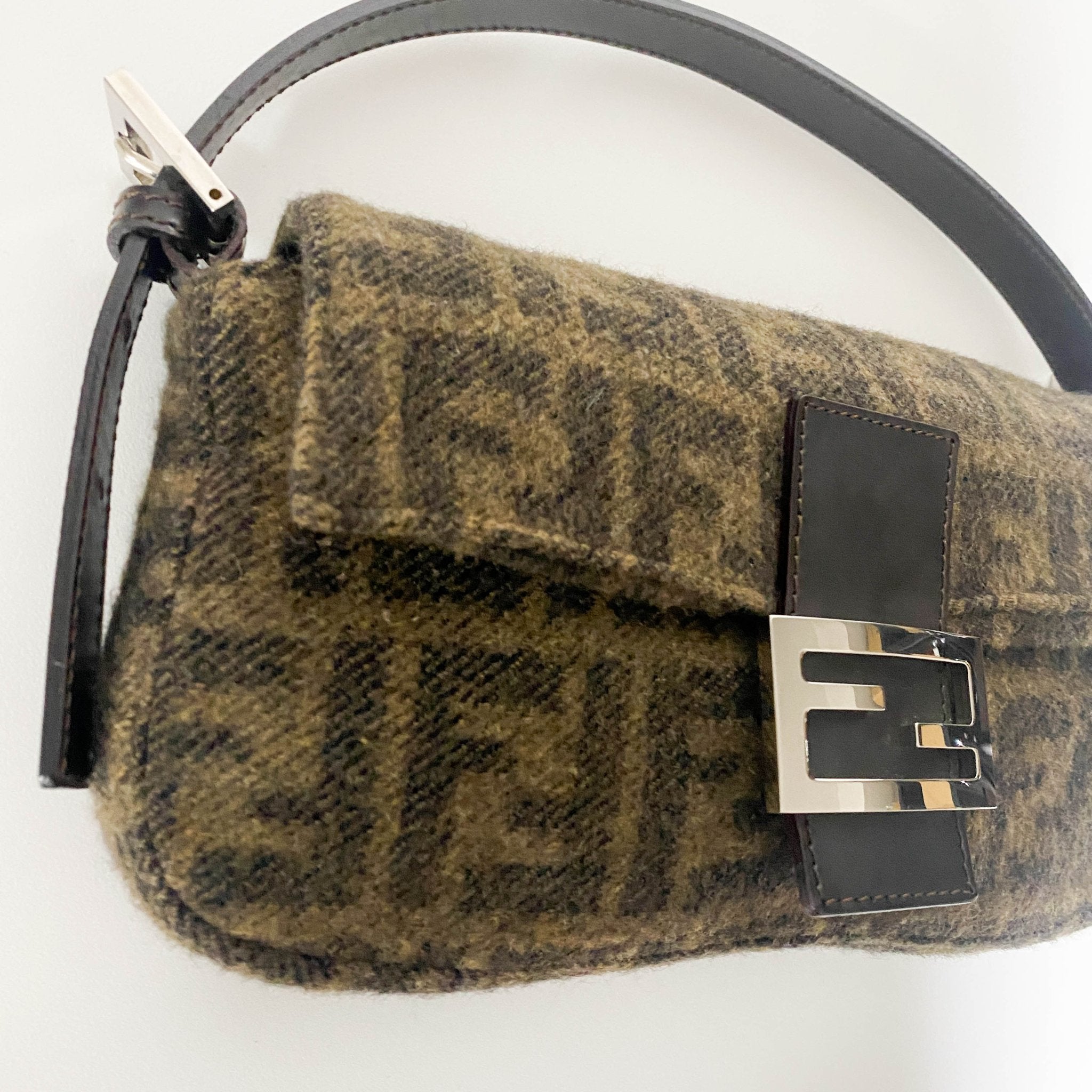 FENDI Baguette Zucca Wool Brown Shoulder Bag, in , Sold by HIVE PRELOVED - Shoulder Bags, ,