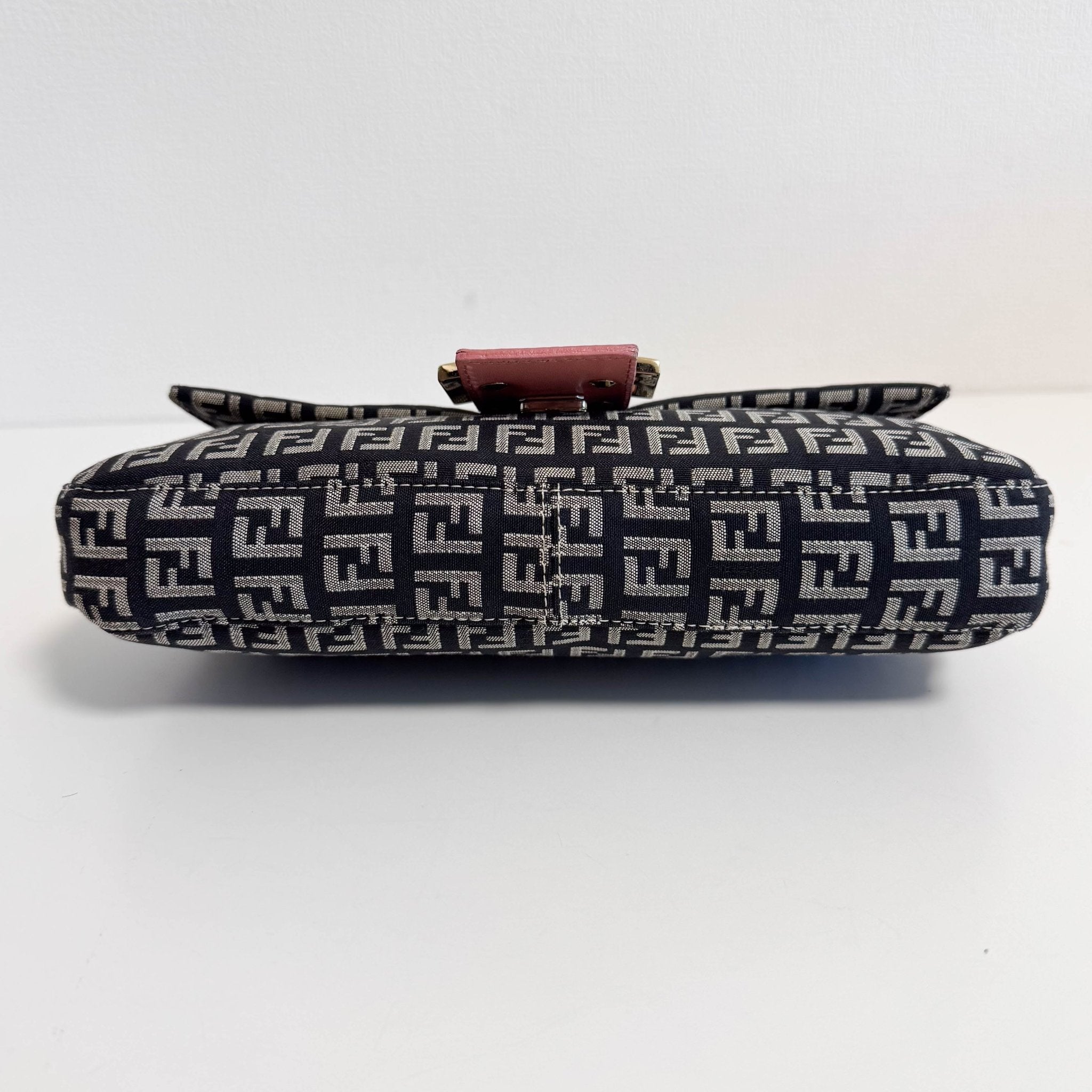 FENDI Baguette Zucchino Black Canvas Pink Leather Shoulder Bag with Gold Hardware, in , Sold by HIVE PRELOVED - Shoulder Bags