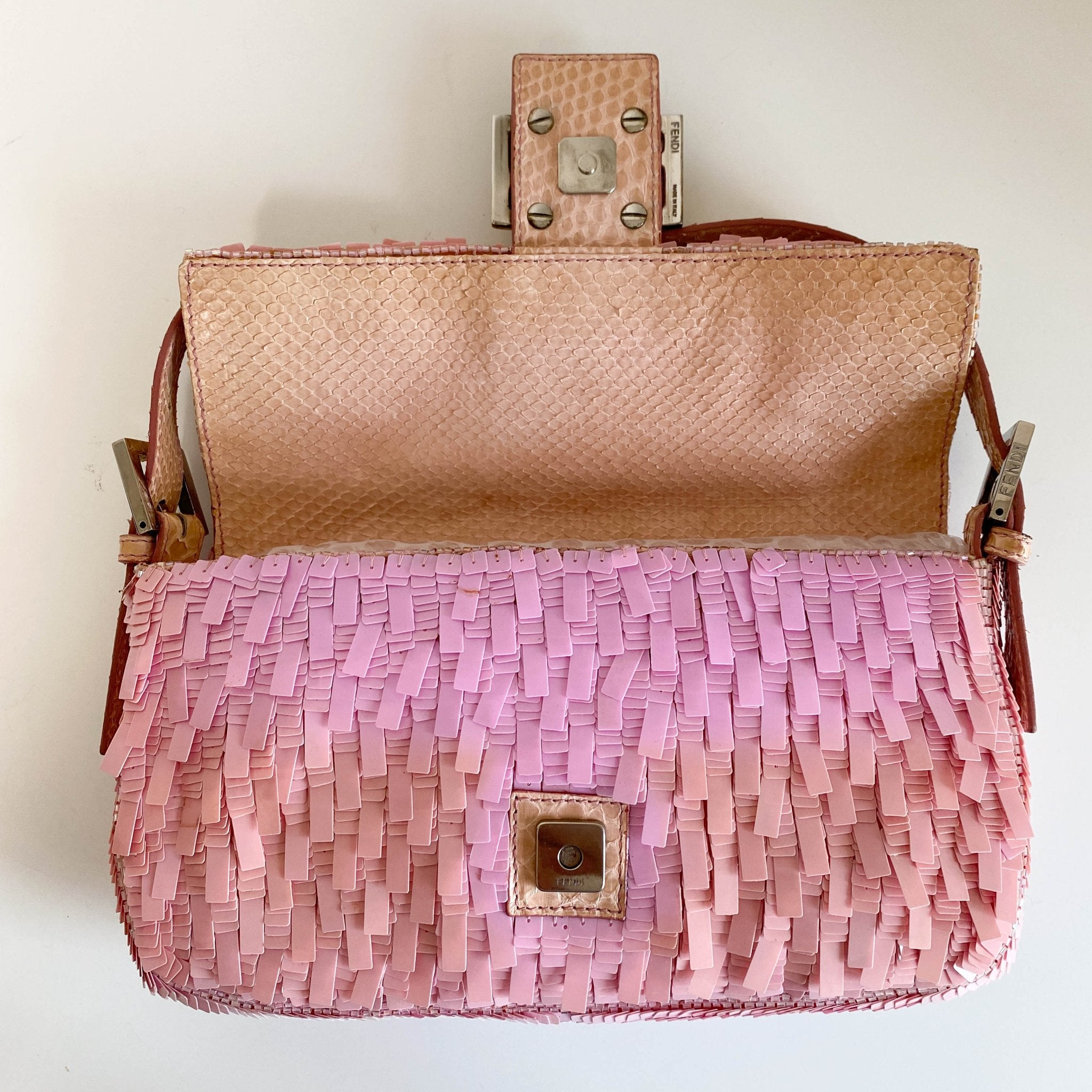 FENDI Baugette Pink Sequin Shoulder Bag, in , Sold by HIVE PRELOVED - Shoulder Bags, ,