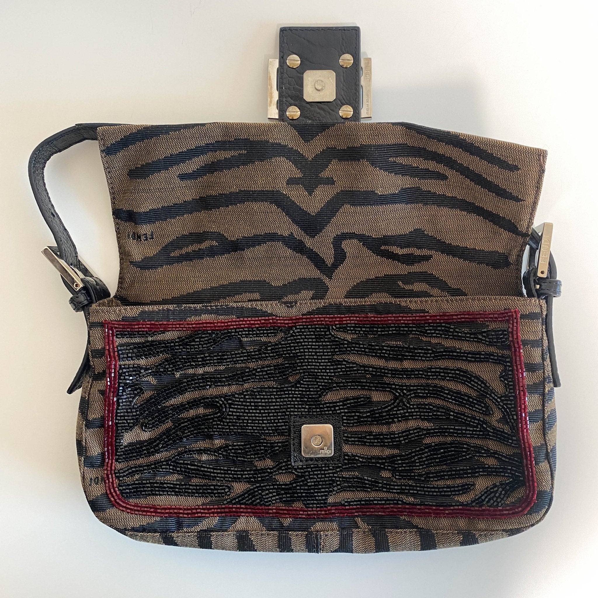 FENDI Beaded Baguette Tiger Black Zebra Pattern Shoulder Bag, in , Sold by HIVE PRELOVED - Shoulder Bags, ,