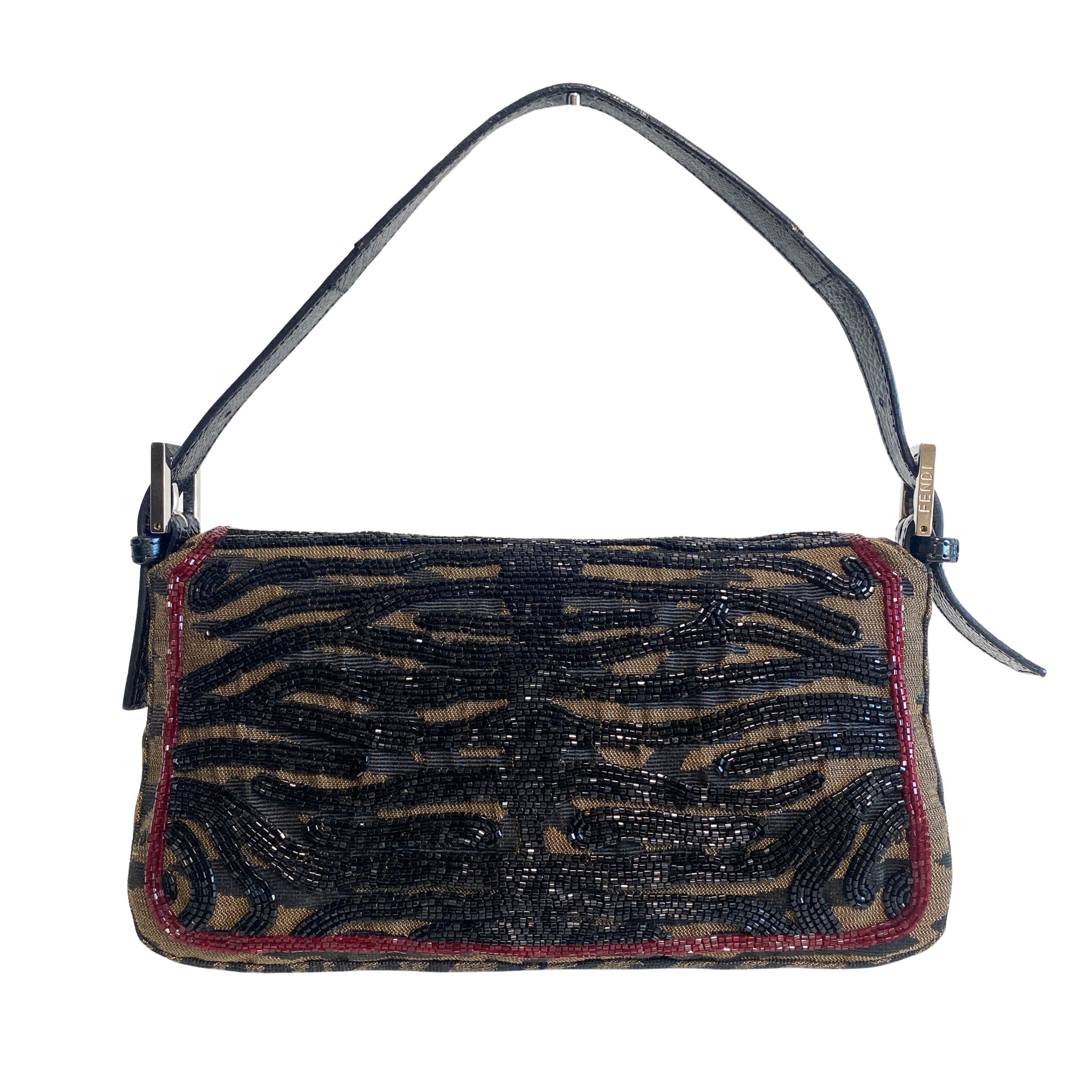 FENDI Beaded Baguette Tiger Black Zebra Pattern Shoulder Bag, in , Sold by HIVE PRELOVED - Shoulder Bags, ,