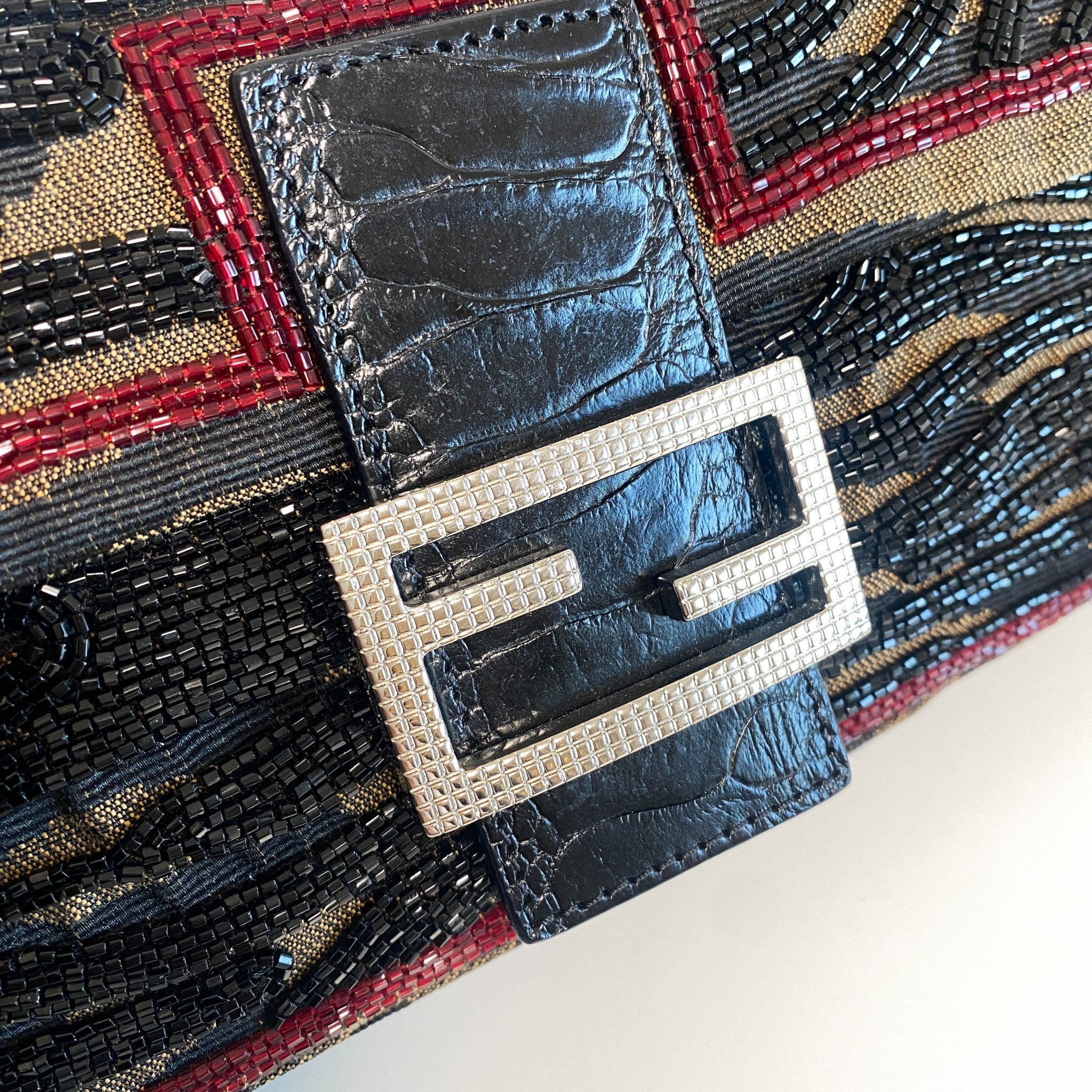 FENDI Beaded Baguette Tiger Black Zebra Pattern Shoulder Bag, in , Sold by HIVE PRELOVED - Shoulder Bags, ,