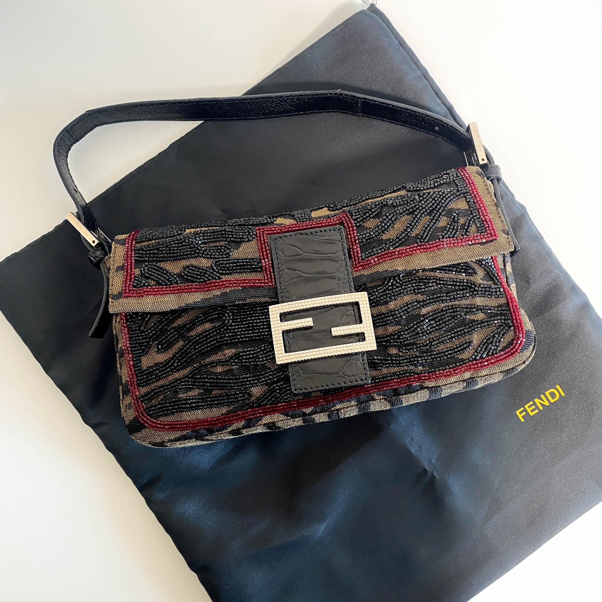 FENDI Beaded Baguette Tiger Black Zebra Pattern Shoulder Bag, in , Sold by HIVE PRELOVED - Shoulder Bags, ,