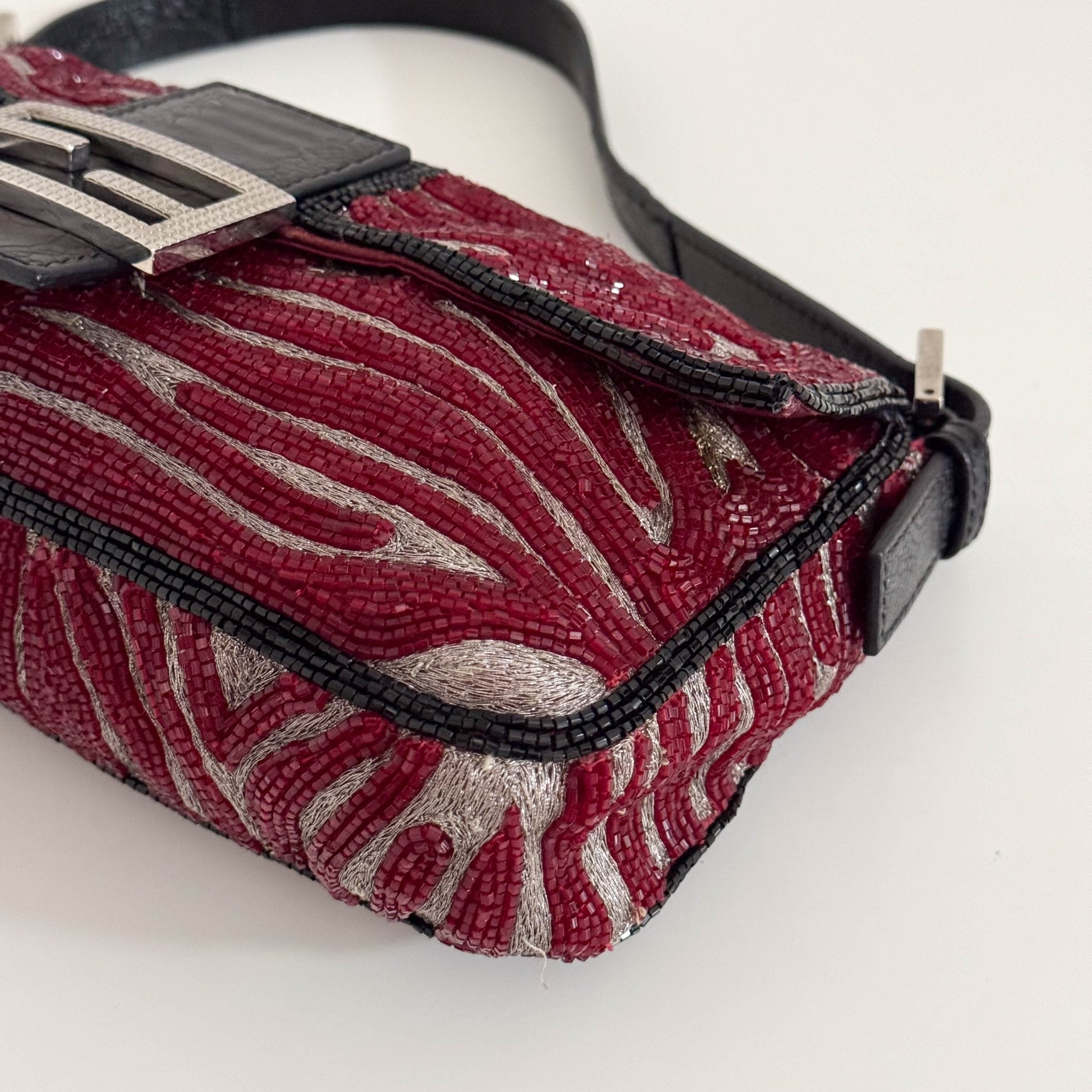 FENDI Beaded Baguette Tiger Red Zebra Pattern Lizard Leather Shoulder, in , Sold by HIVE PRELOVED - Shoulder Bags, ,