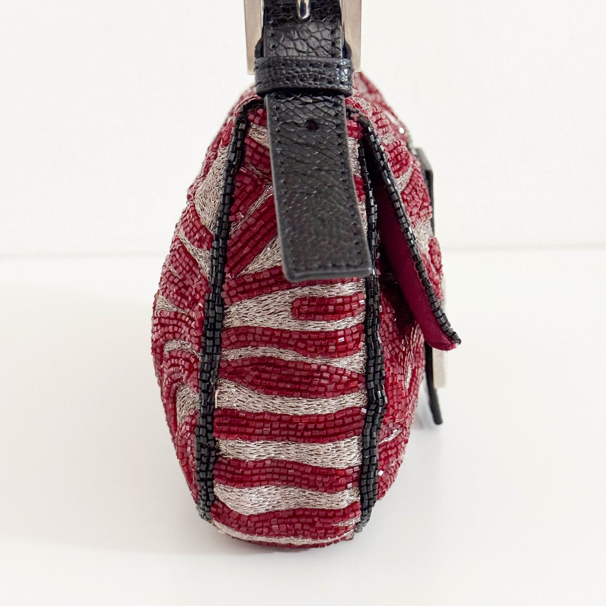 FENDI Beaded Baguette Tiger Red Zebra Pattern Lizard Leather Shoulder, in , Sold by HIVE PRELOVED - Shoulder Bags, ,
