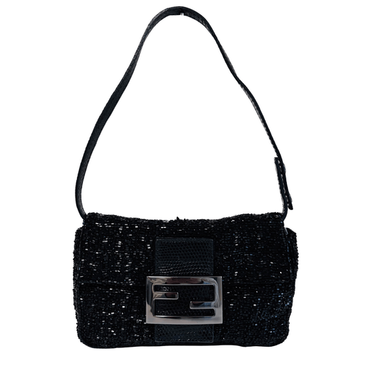 FENDI Beaded Black Baguette Mini Shoulder Bag, in , Sold by HIVE PRELOVED - Hair accessories, Handle Bags,