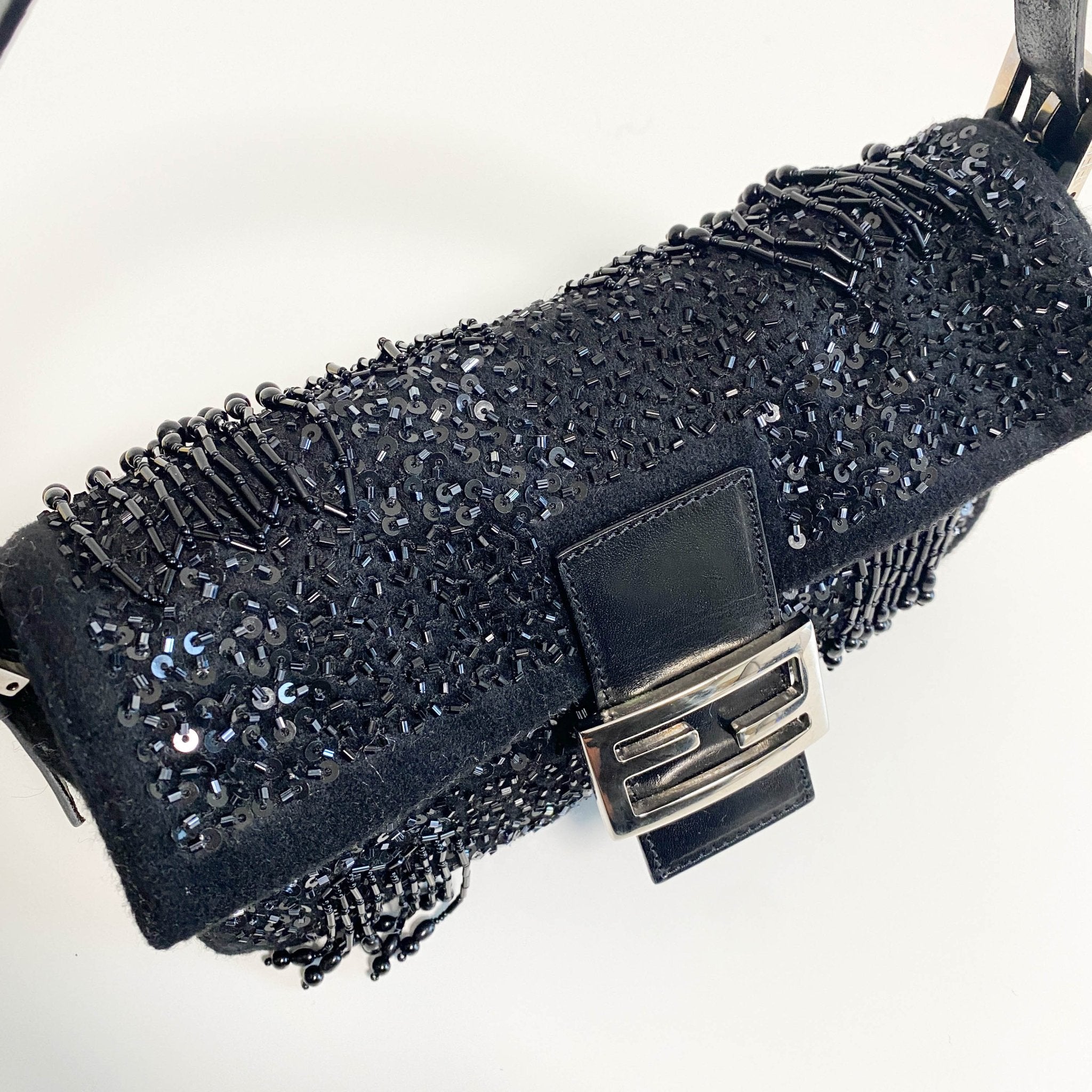 FENDI Black Beaded Baguette Wool Shoulder Bag, in , Sold by HIVE PRELOVED - Shoulder Bags, ,