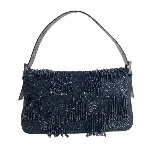 FENDI Black Beaded Baguette Wool Shoulder Bag, in , Sold by HIVE PRELOVED - Shoulder Bags, ,