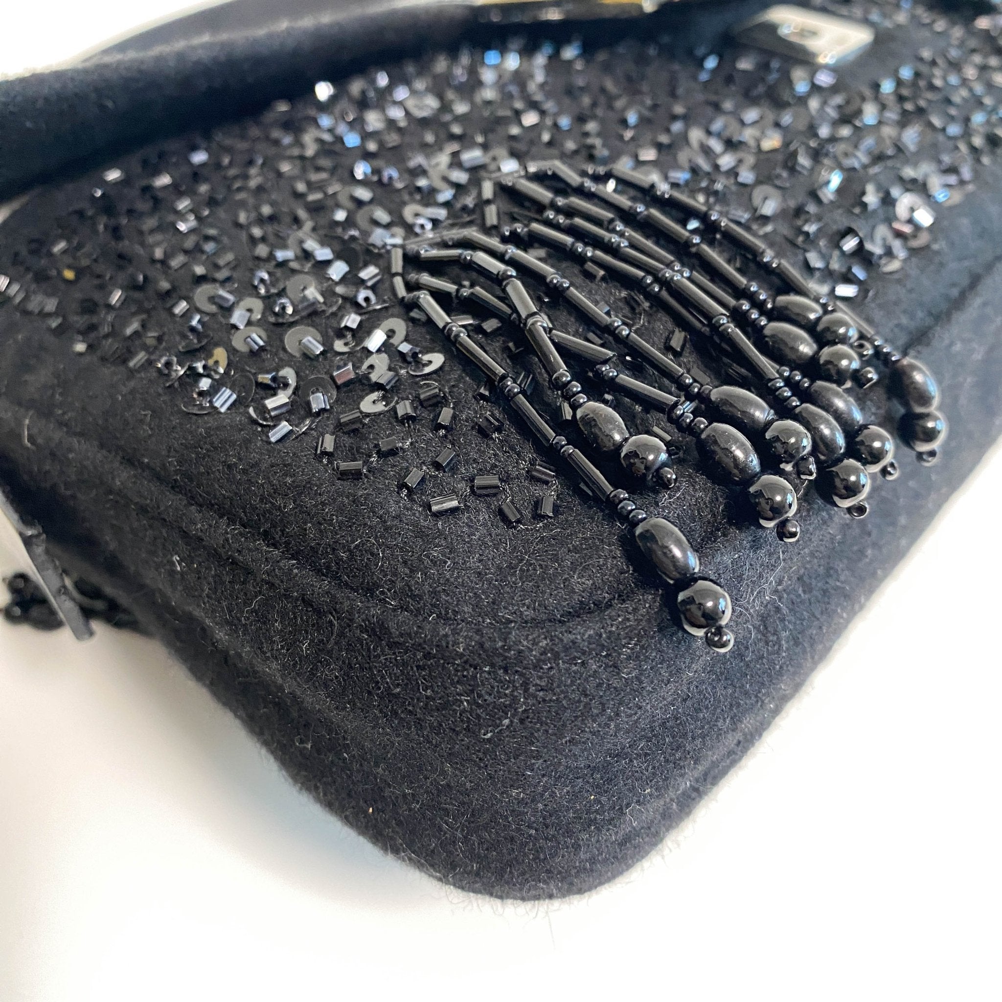FENDI Black Beaded Baguette Wool Shoulder Bag, in , Sold by HIVE PRELOVED - Shoulder Bags, ,