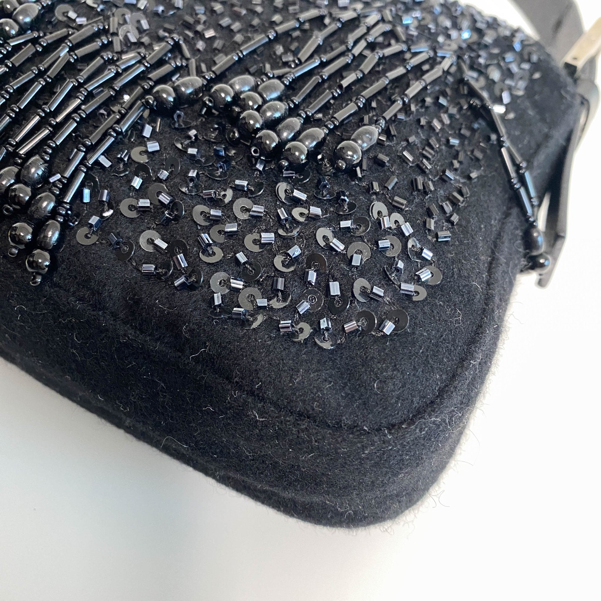 FENDI Black Beaded Baguette Wool Shoulder Bag, in , Sold by HIVE PRELOVED - Shoulder Bags, ,