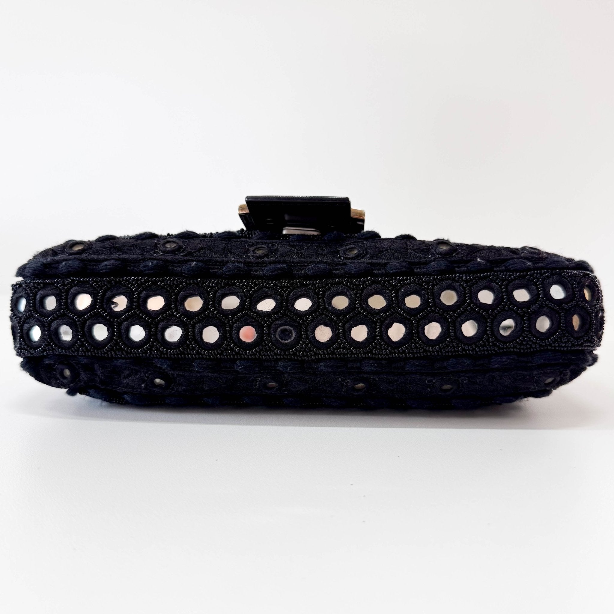 FENDI Black Embroidered Beaded Mirror Baguette Shoulder Bag, in , Sold by HIVE PRELOVED - Shoulder Bags, ,