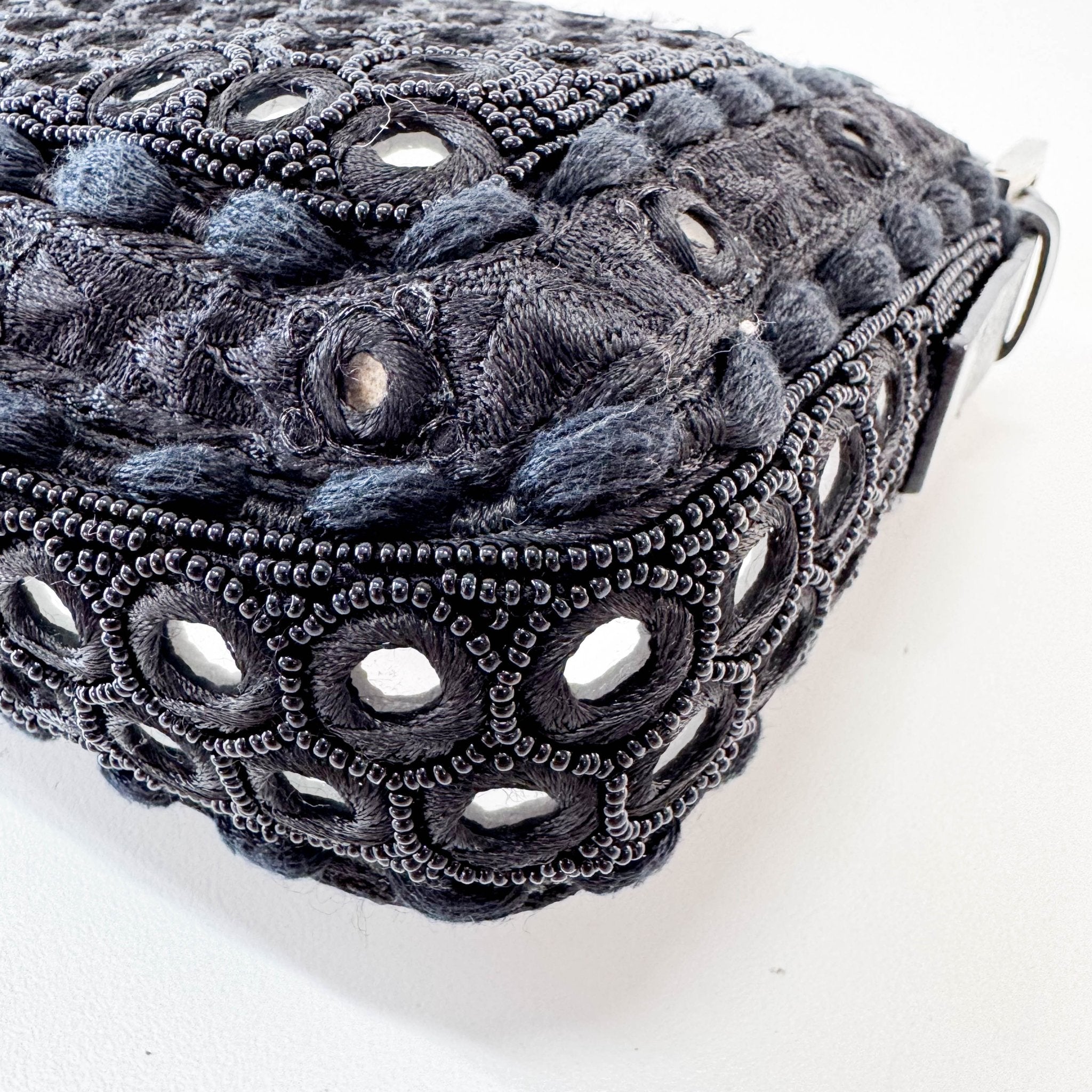 FENDI Black Embroidered Beaded Mirror Baguette Shoulder Bag, in , Sold by HIVE PRELOVED - Shoulder Bags, ,