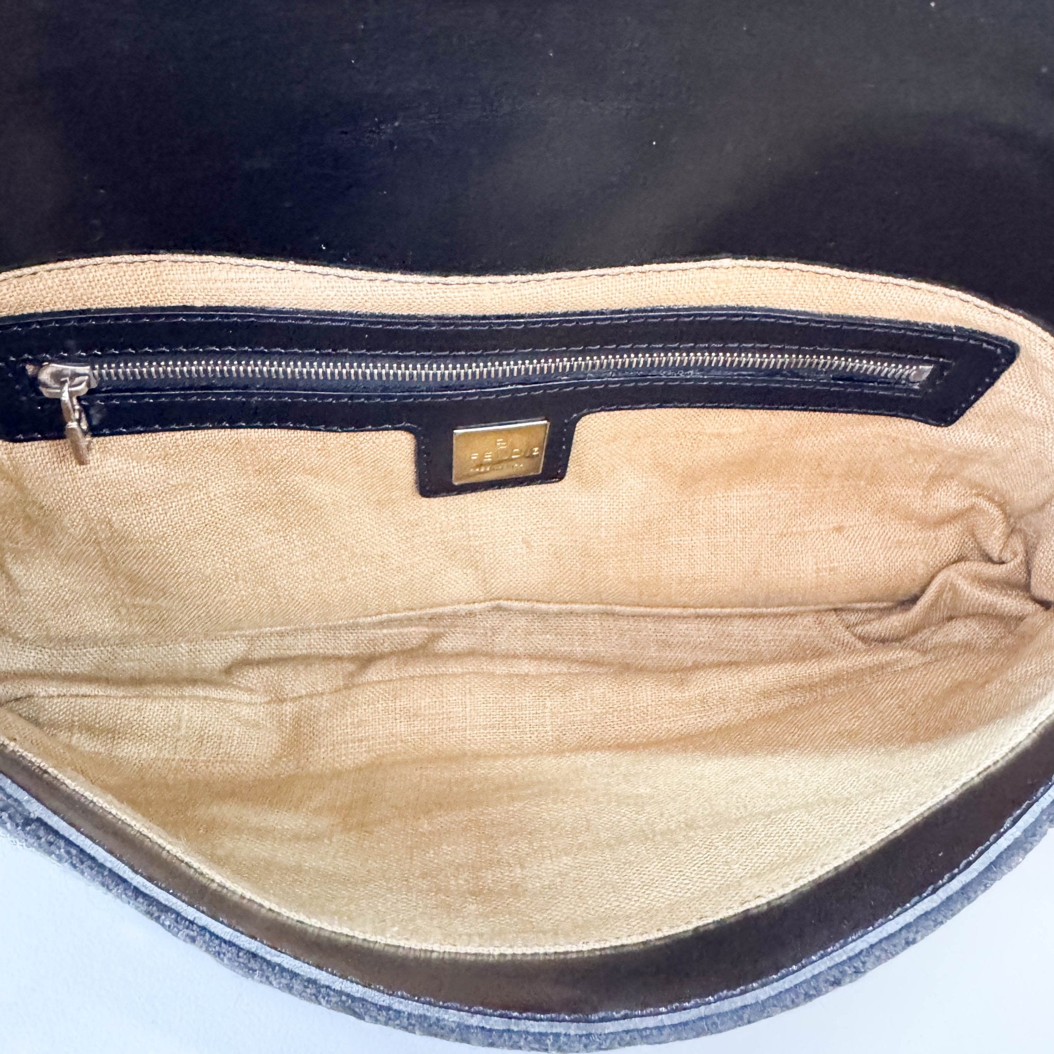 FENDI Black Embroidered Beaded Mirror Baguette Shoulder Bag, in , Sold by HIVE PRELOVED - Shoulder Bags, ,