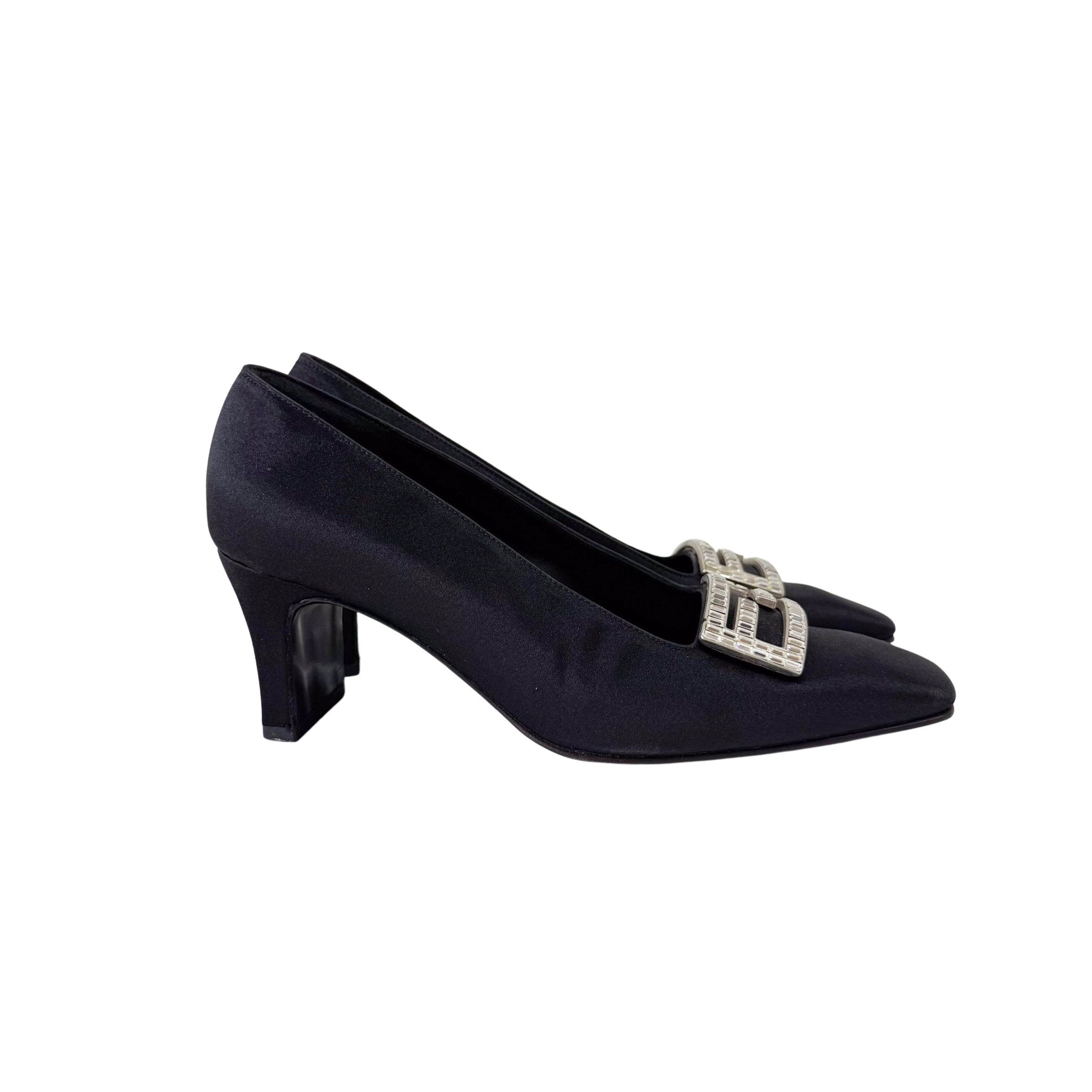 FENDI Black Satin with Rhinestone Buckle Pumps, in , Sold by HIVE PRELOVED - Heels, ,