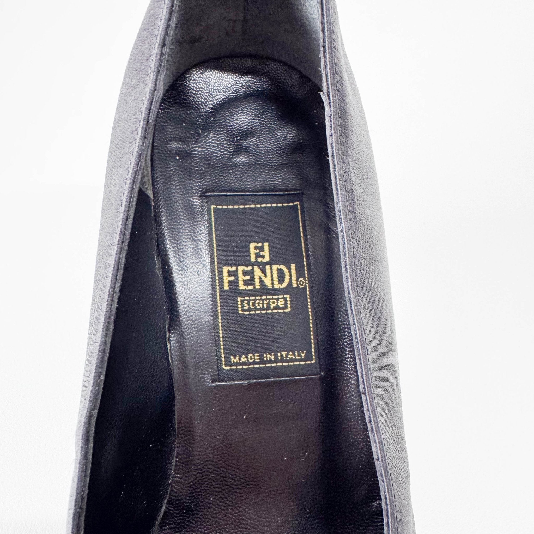 FENDI Black Satin with Rhinestone Buckle Pumps, in , Sold by HIVE PRELOVED - Heels, ,