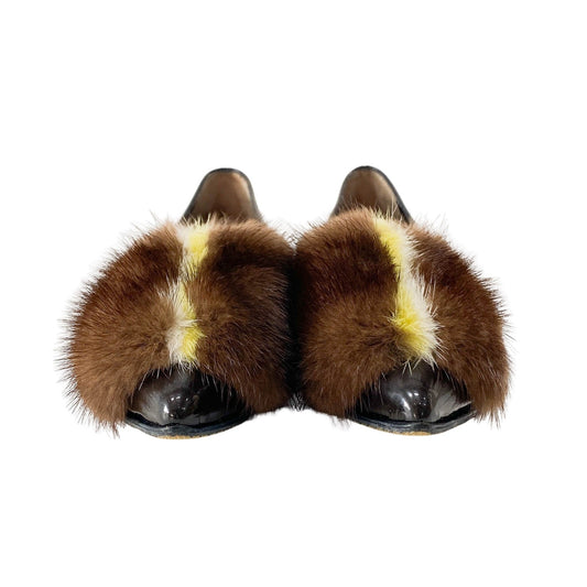 FENDI Brown Patent Leather and Fur Shoes, in , Sold by HIVE PRELOVED - Flats, ,