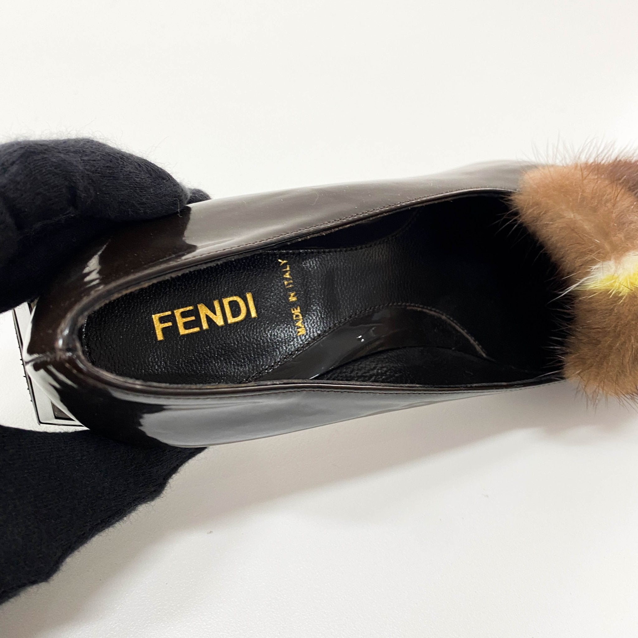 FENDI Brown Patent Leather and Fur Shoes, in , Sold by HIVE PRELOVED - Flats, ,