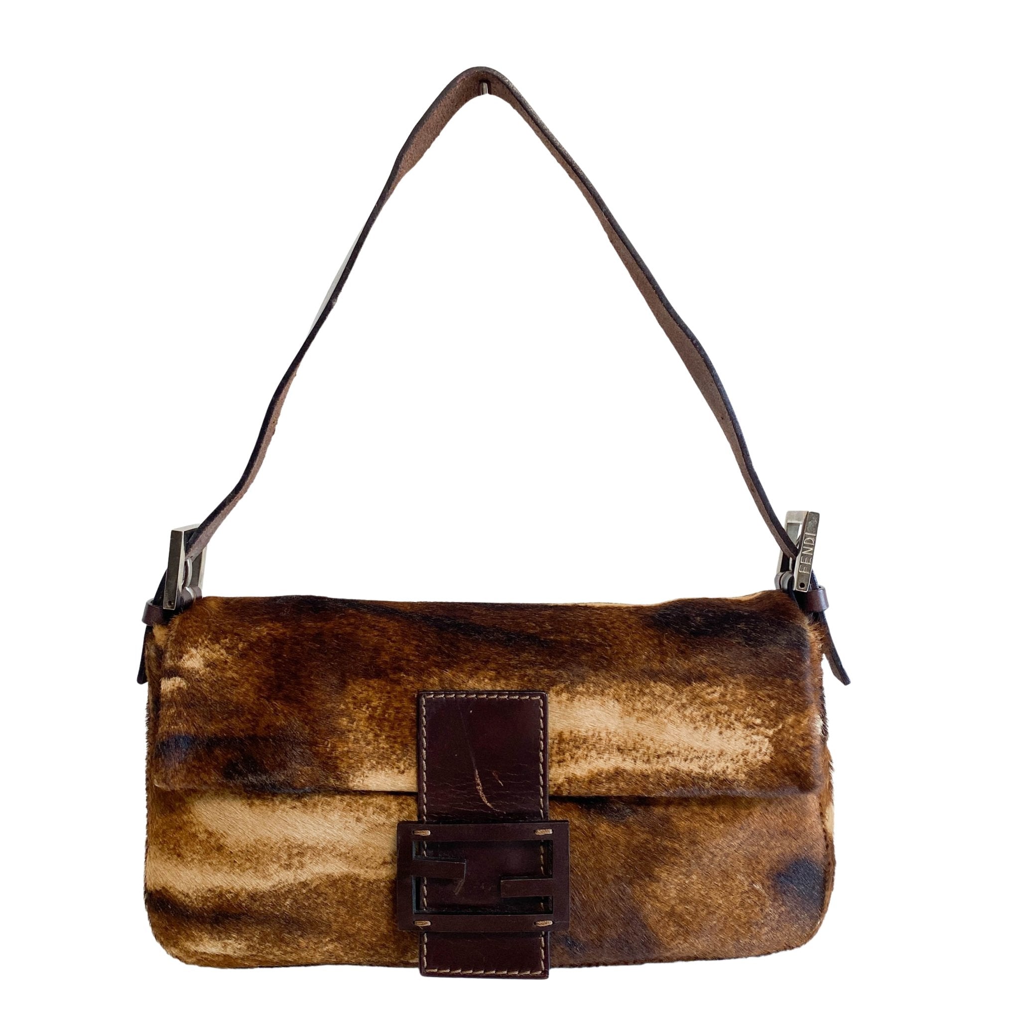 FENDI Brown Pony Hair Calf Skin Baguette Shoulder Bag, in , Sold by HIVE PRELOVED - Shoulder Bags, ,