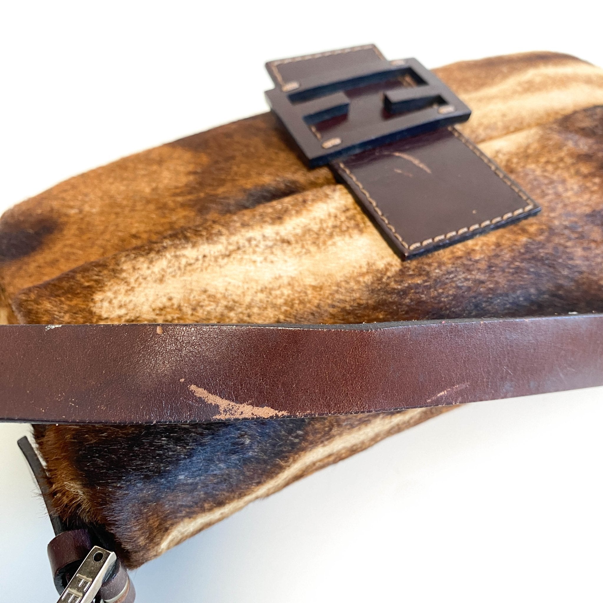 FENDI Brown Pony Hair Calf Skin Baguette Shoulder Bag, in , Sold by HIVE PRELOVED - Shoulder Bags, ,