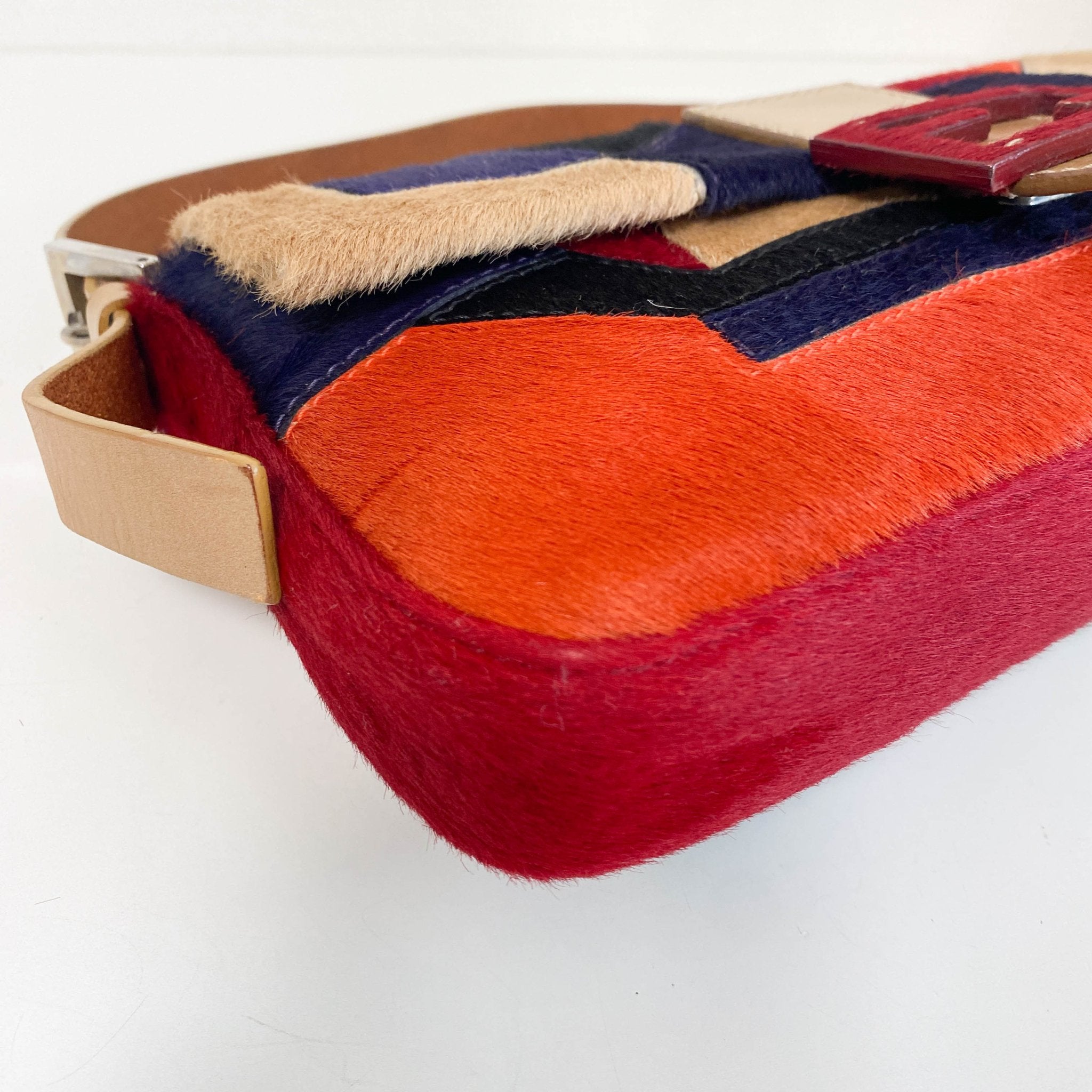 FENDI Color Block Patchwork Pony Hair Baguette Shoulder Bag, in , Sold by HIVE PRELOVED - Shoulder Bags, ,