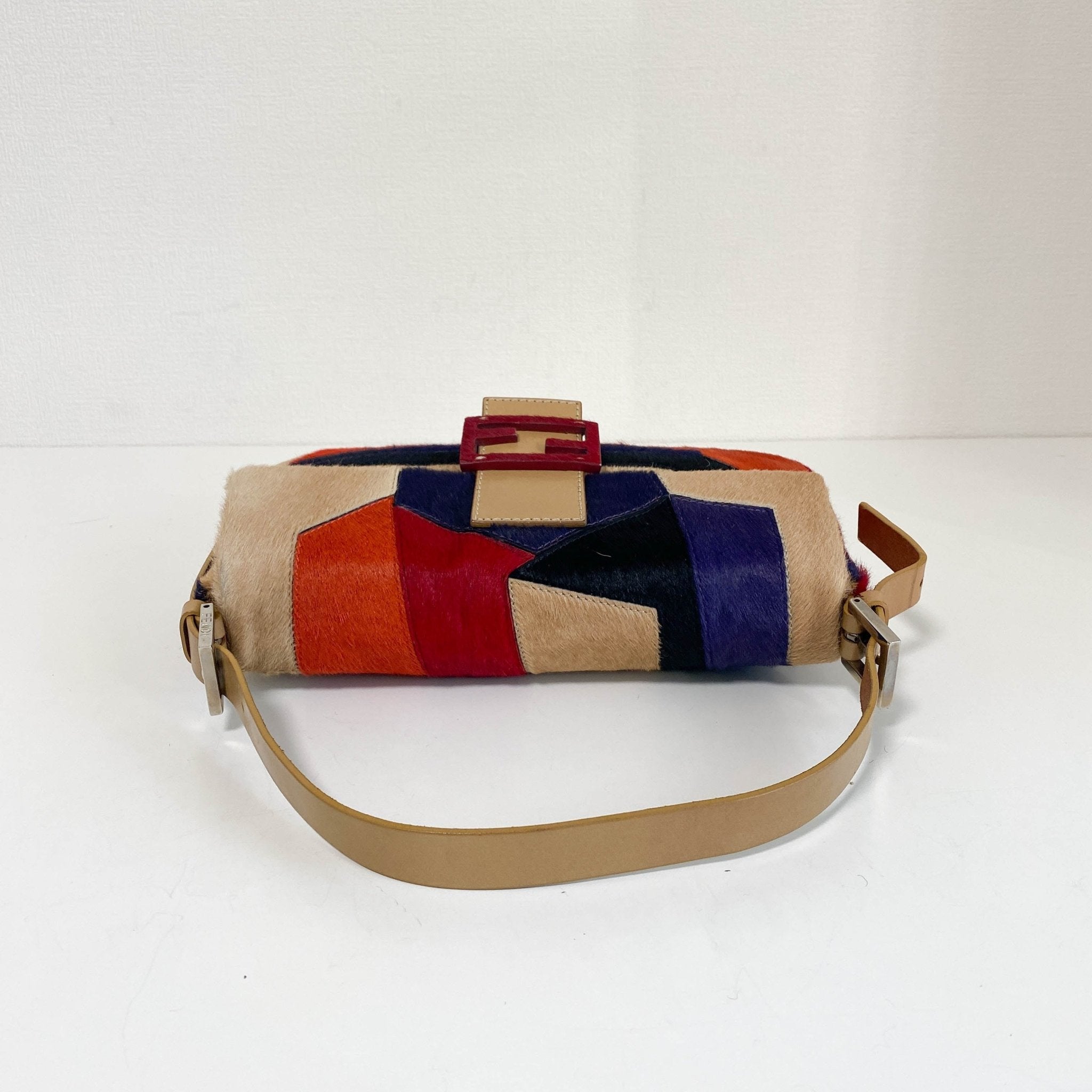 FENDI Color Block Patchwork Pony Hair Baguette Shoulder Bag, in , Sold by HIVE PRELOVED - Shoulder Bags, ,
