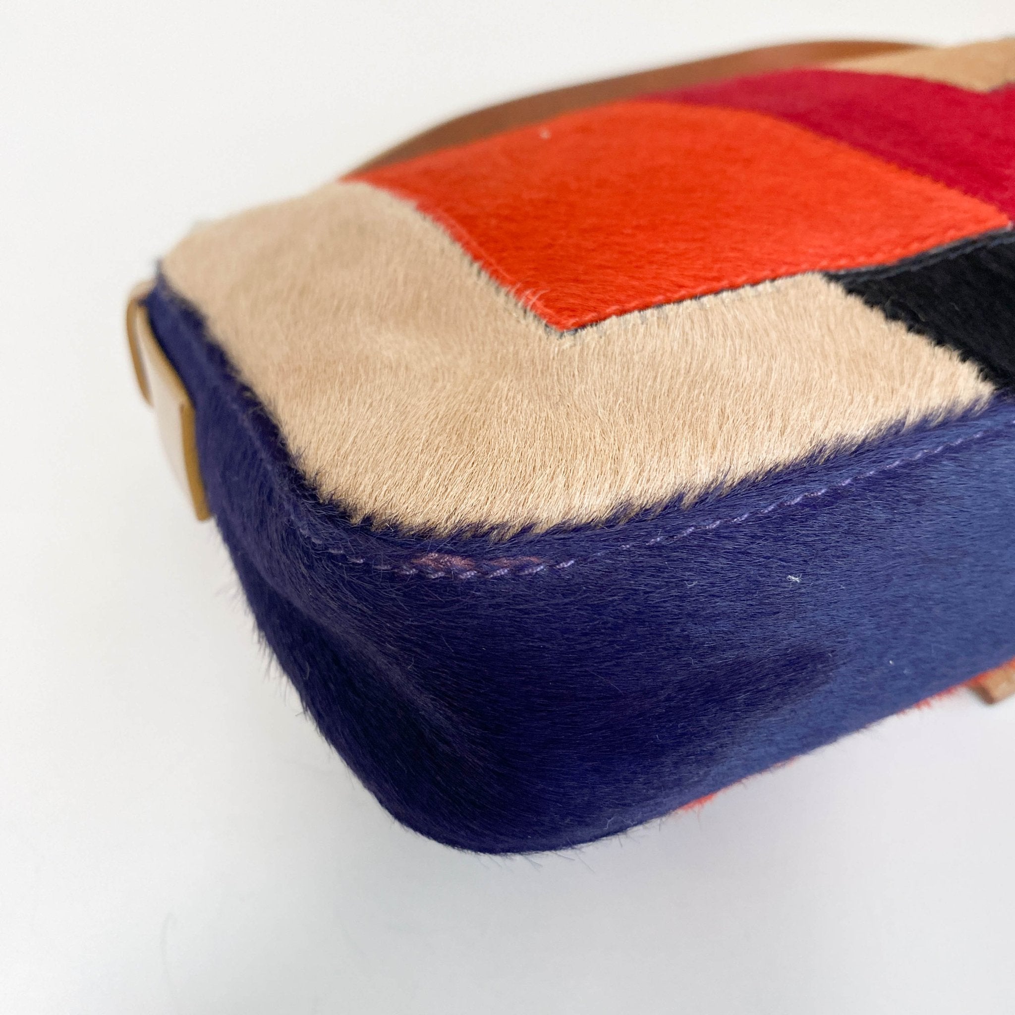 FENDI Color Block Patchwork Pony Hair Baguette Shoulder Bag, in , Sold by HIVE PRELOVED - Shoulder Bags, ,