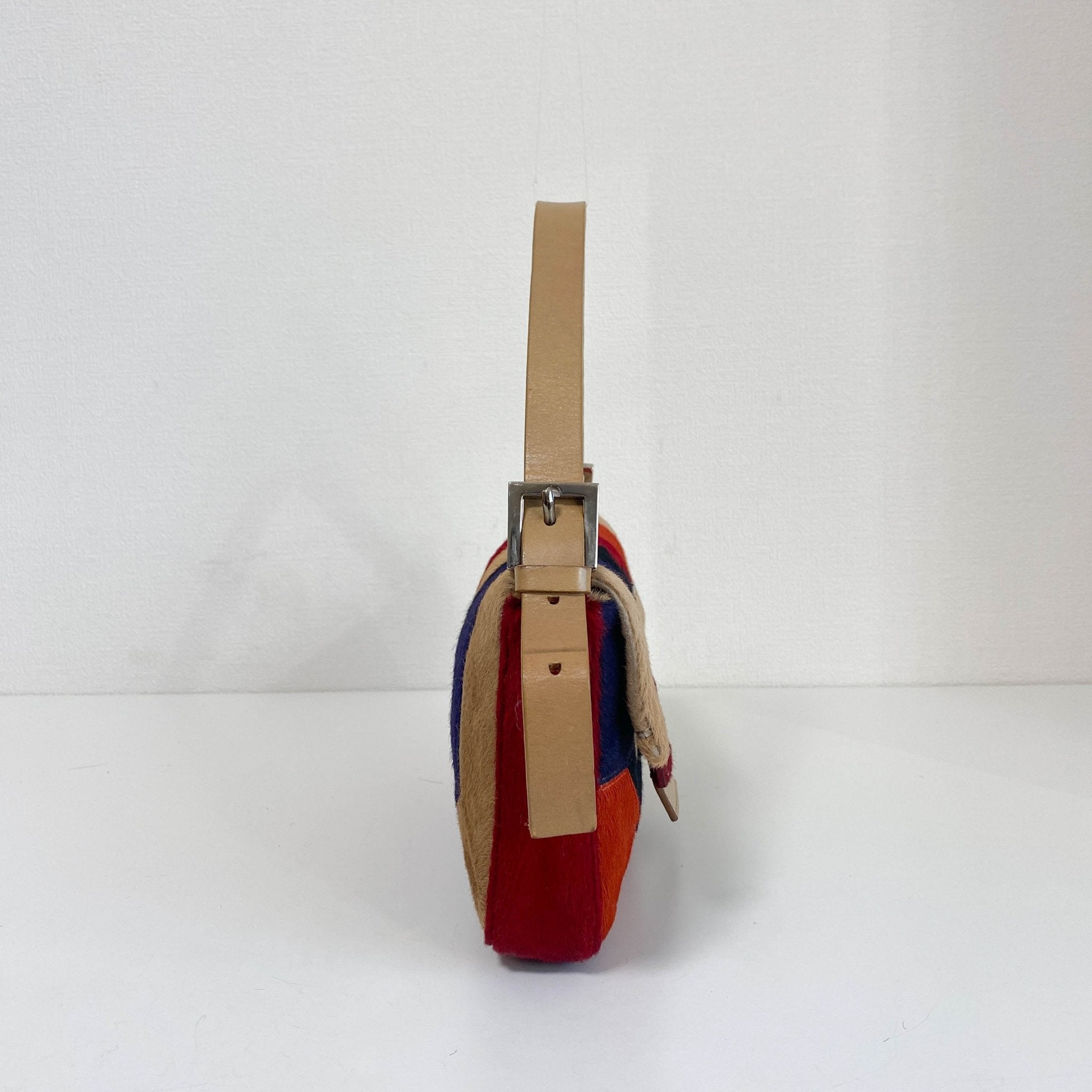 FENDI Color Block Patchwork Pony Hair Baguette Shoulder Bag, in , Sold by HIVE PRELOVED - Shoulder Bags, ,