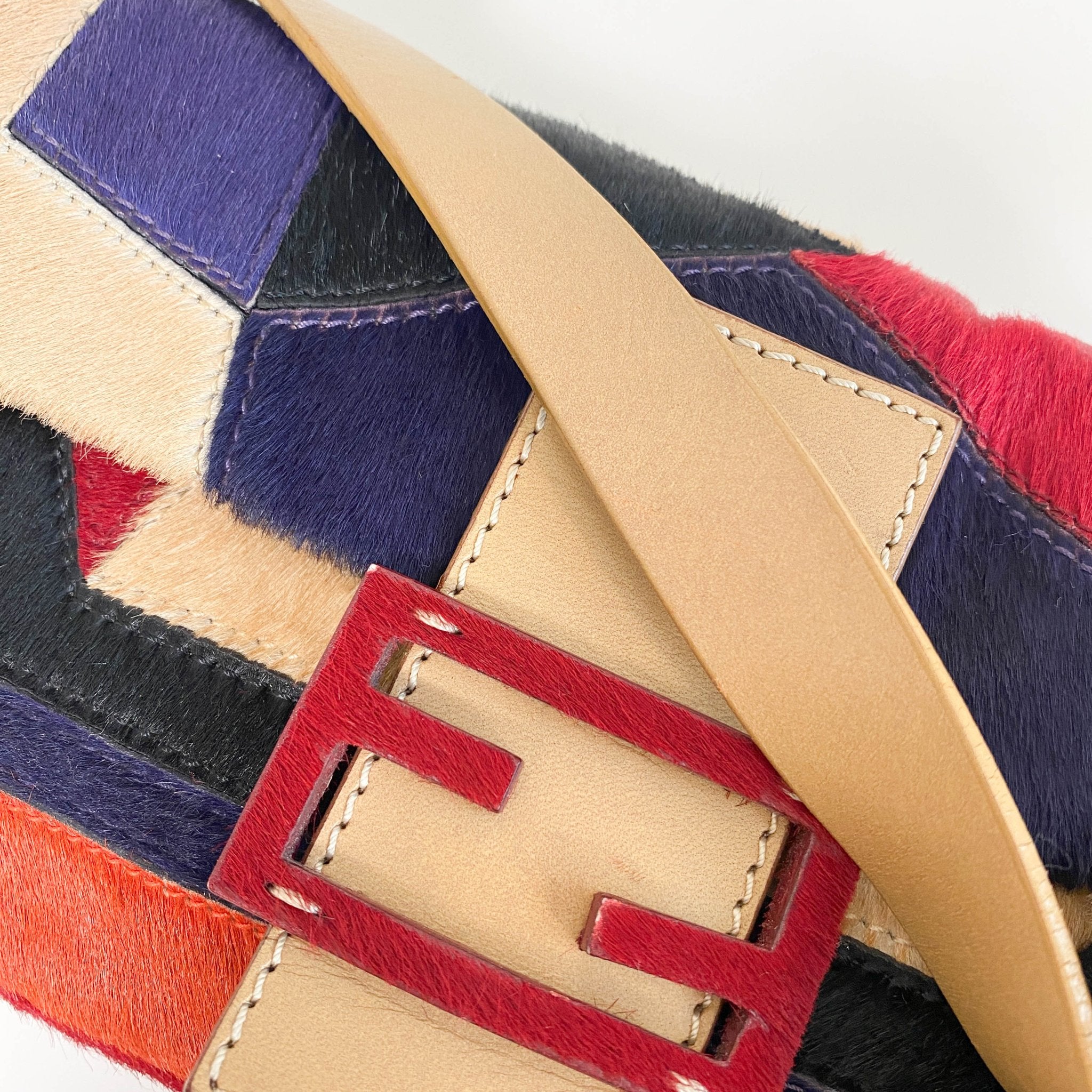 FENDI Color Block Patchwork Pony Hair Baguette Shoulder Bag, in , Sold by HIVE PRELOVED - Shoulder Bags, ,