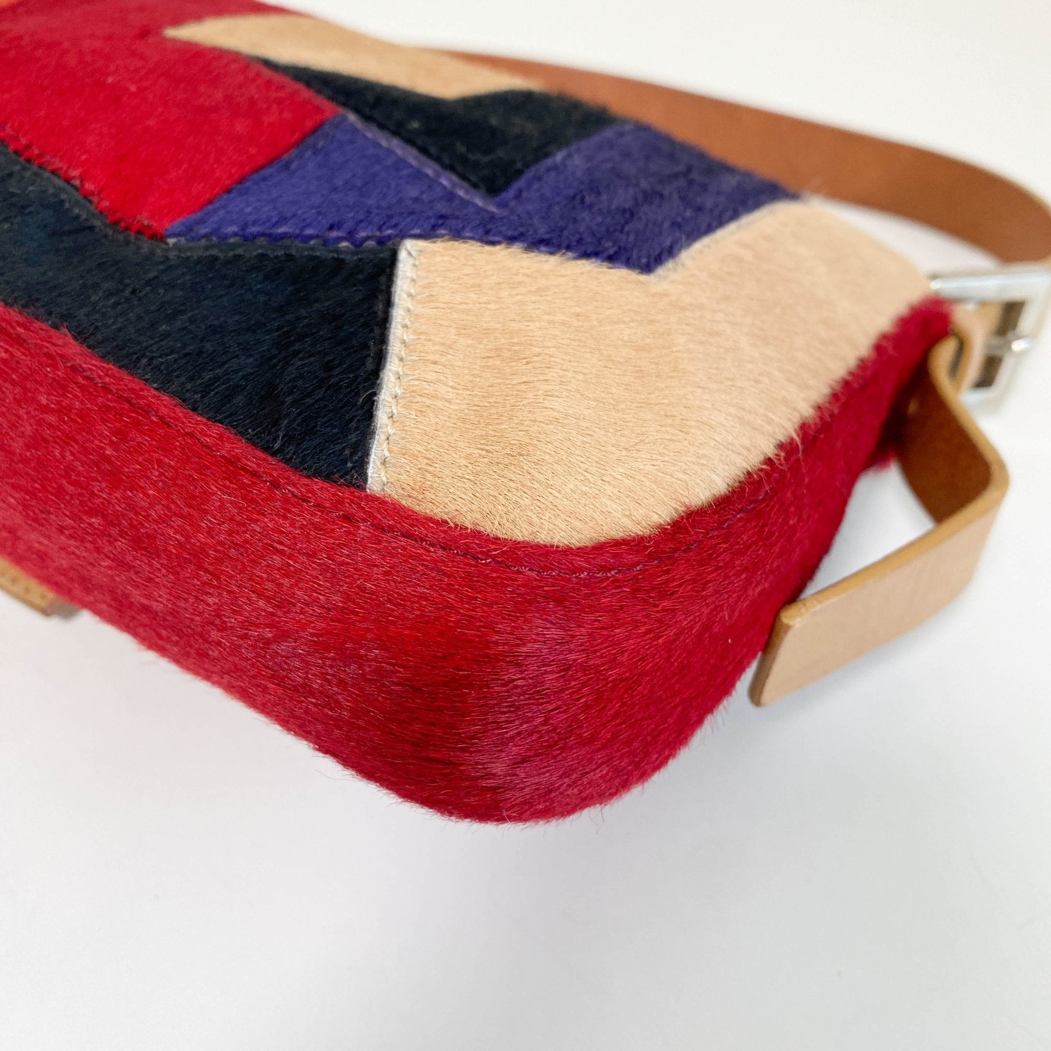 FENDI Color Block Patchwork Pony Hair Baguette Shoulder Bag, in , Sold by HIVE PRELOVED - Shoulder Bags, ,